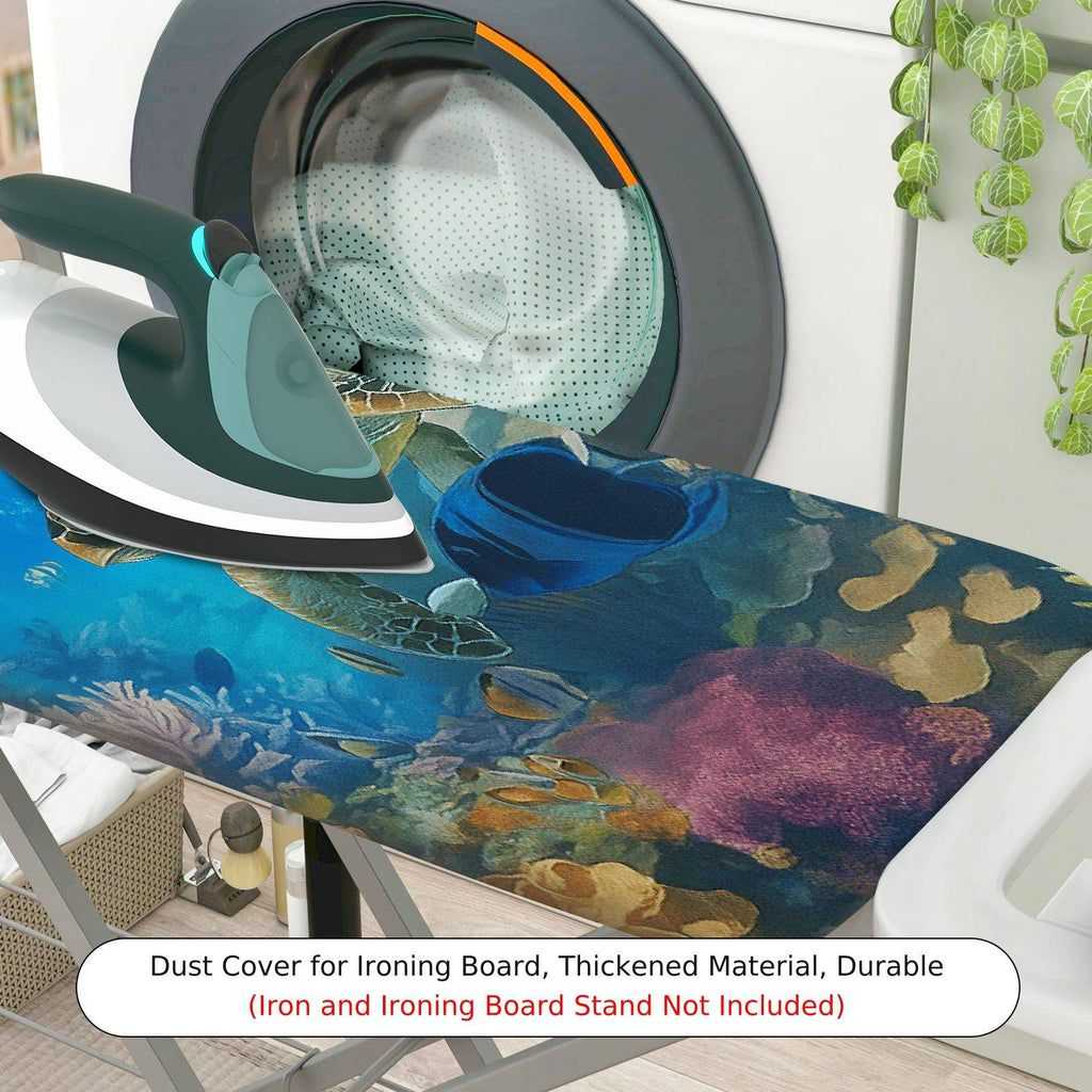 1-Piece Ocean Turtle Coral  Ironing Board Cover, Universal Size, Without Board