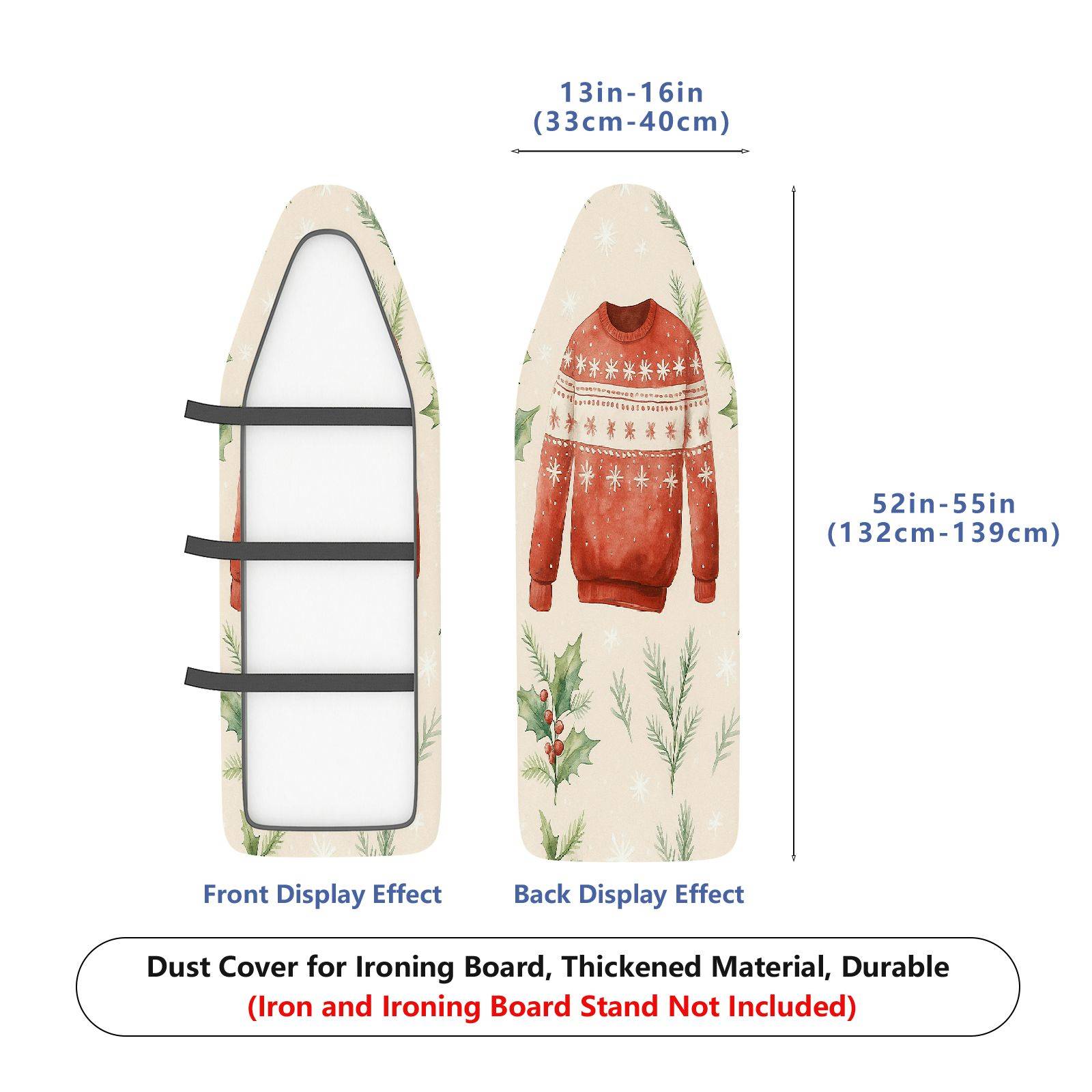 1-Piece Christmas sweater holly seasonal  Ironing Board Cover, Universal Size, Without Board