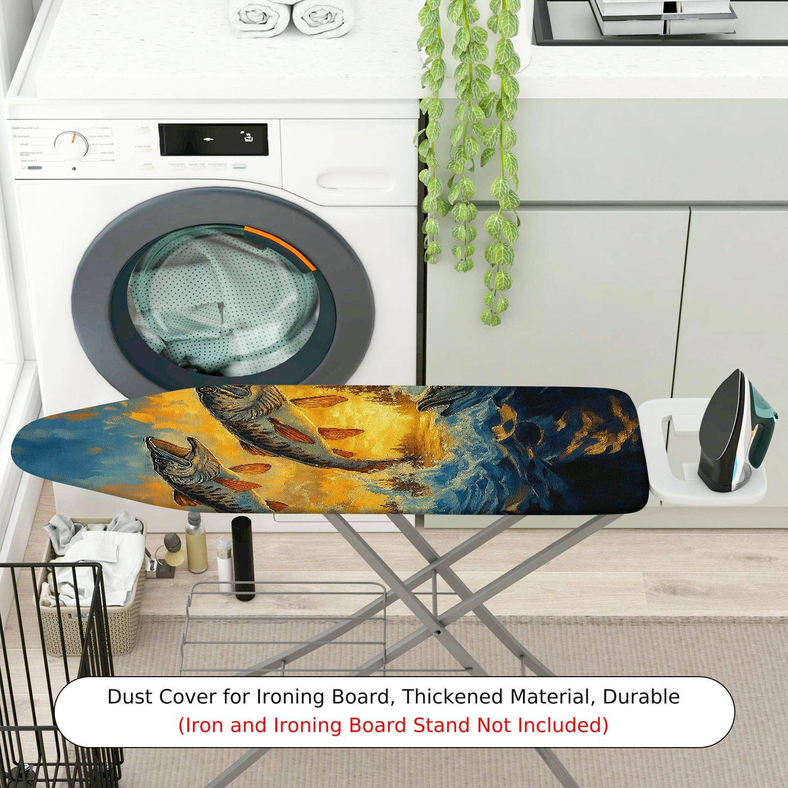 1-Piece Fish Ocean Blue  Ironing Board Cover, Universal Size, Without Board