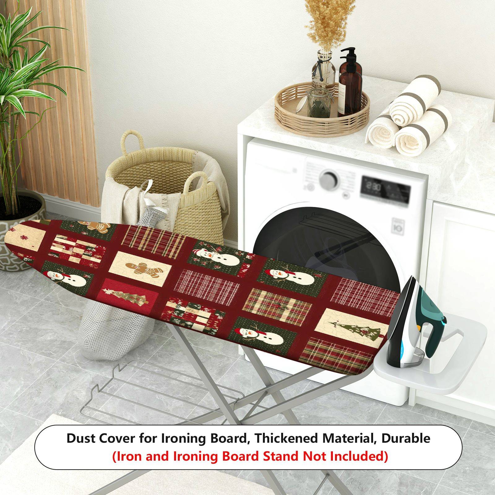 1-Piece Christmas Snowman Gingerbread  Ironing Board Cover, Universal Size, Without Board