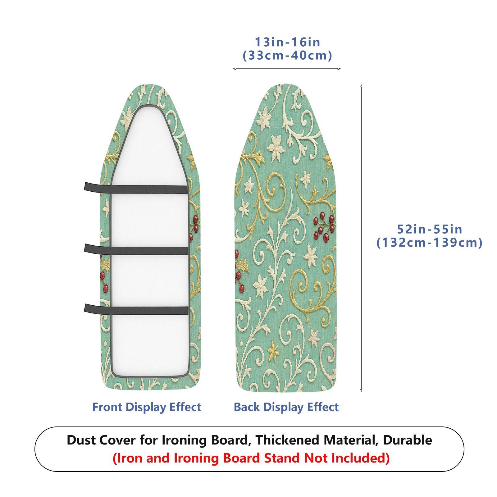 1-Piece Christmas Floral Berry  Ironing Board Cover, Universal Size, Without Board