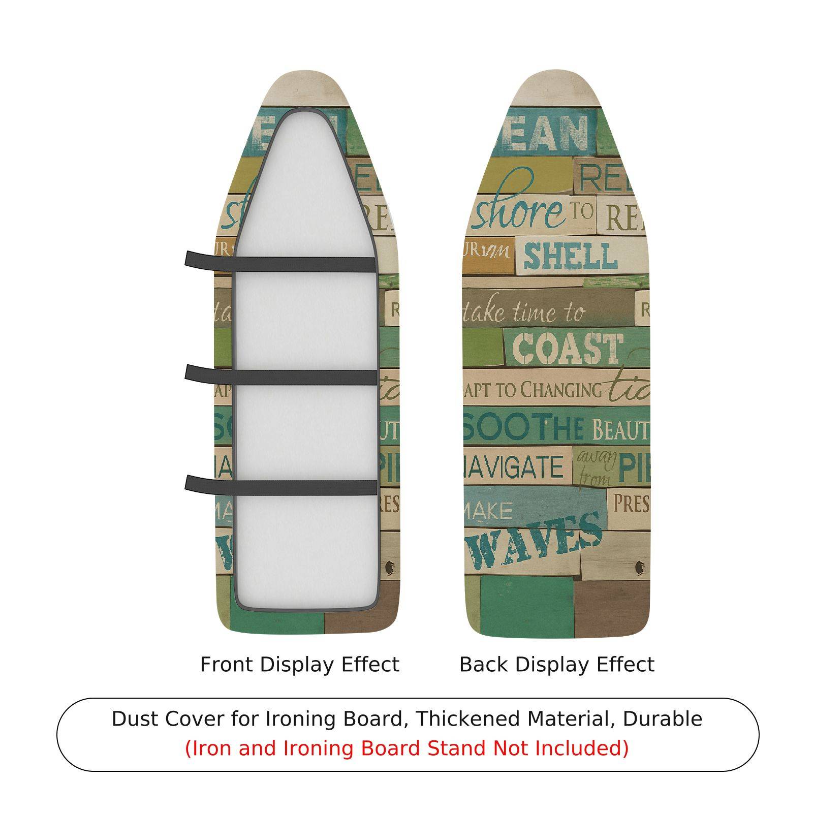 1-Piece Nautical Beach Ocean  Ironing Board Cover, Universal Size, Without Board
