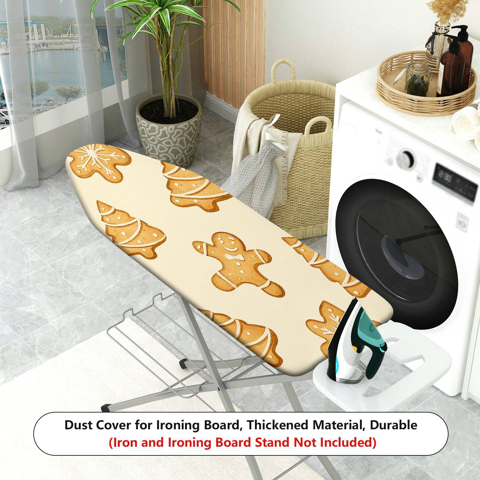 1-Piece Christmas Gingerbread Tree  Ironing Board Cover, Universal Size, Without Board