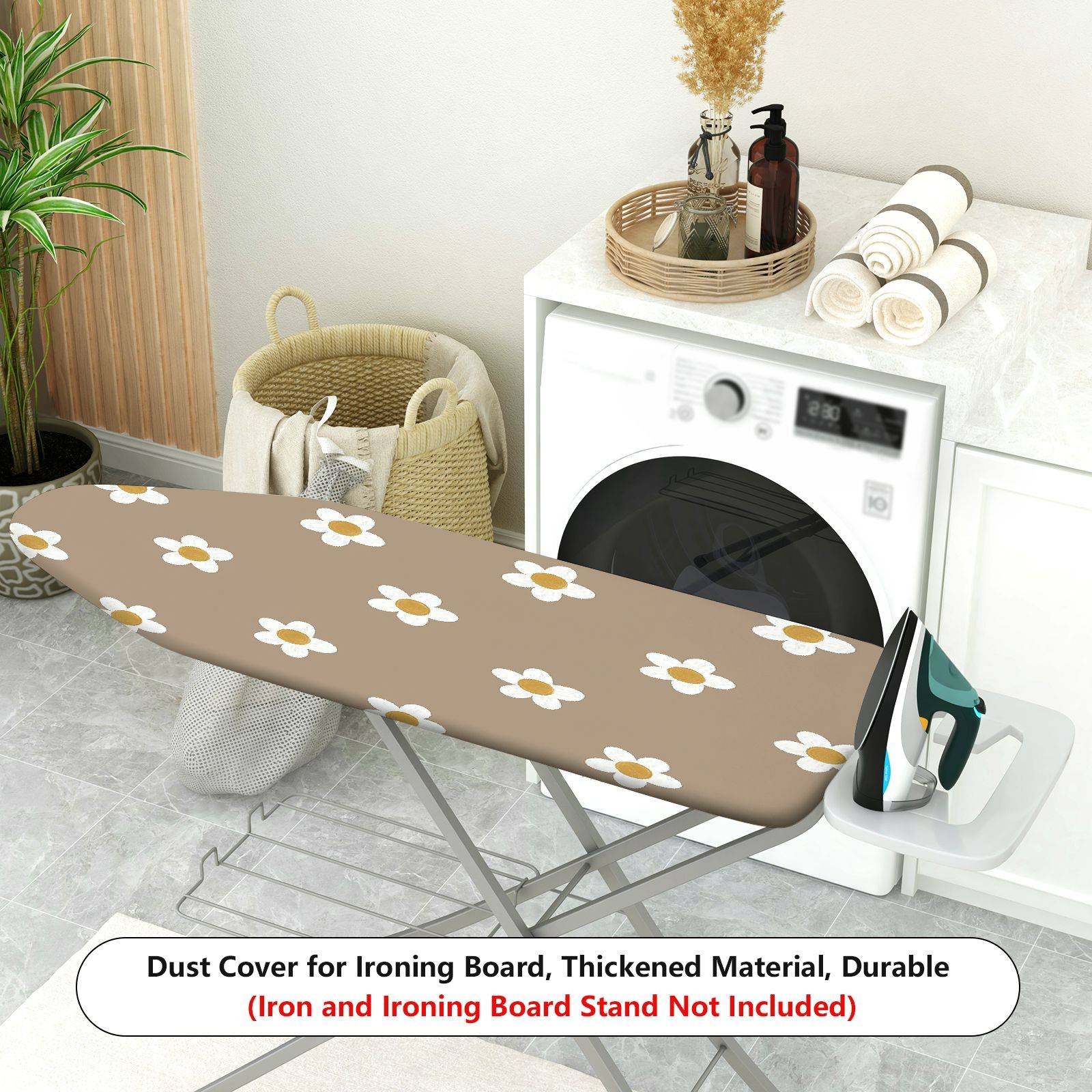 1-Piece Floral Daisy Pattern Beige  Ironing Board Cover, Universal Size, Without Board
