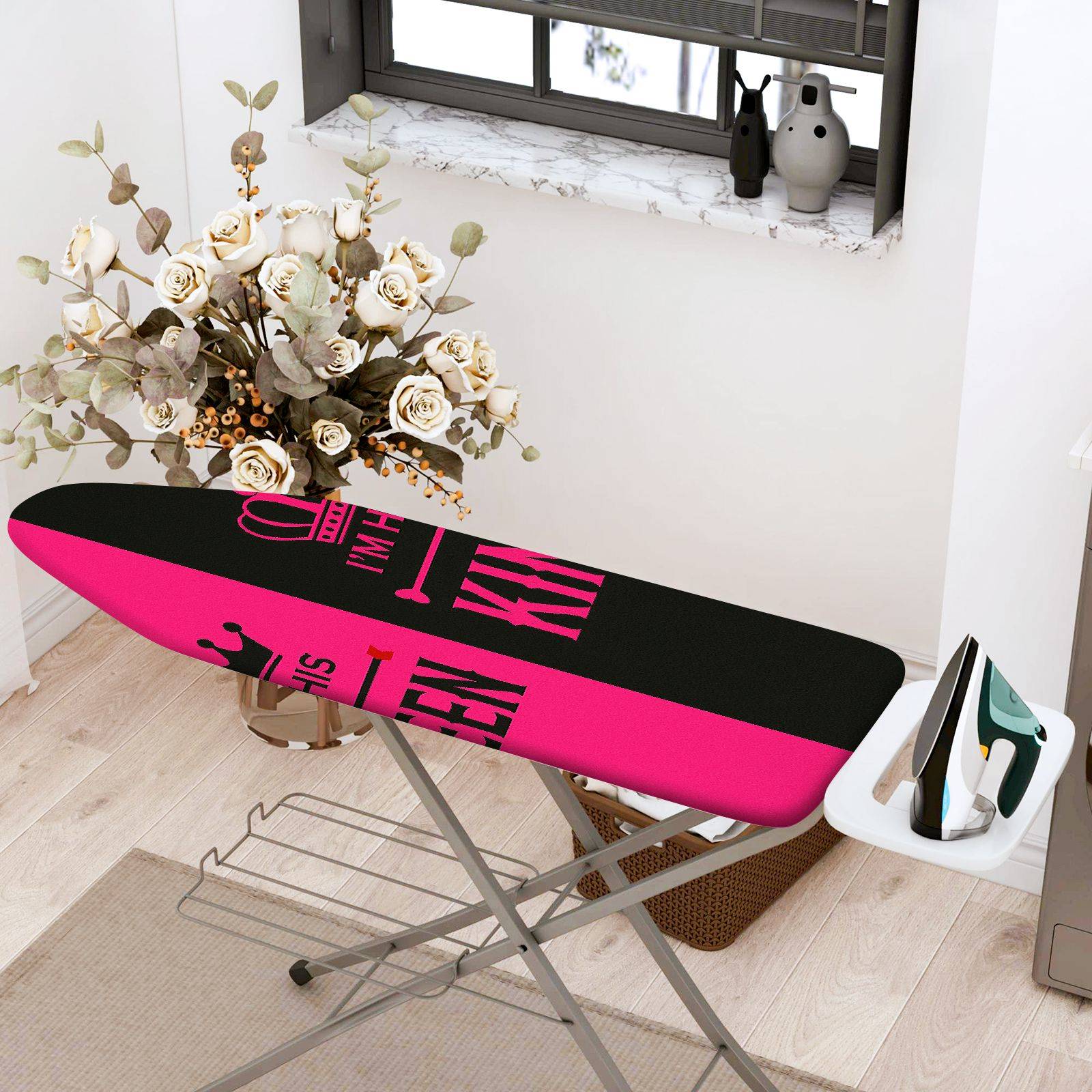 1-Piece Queen Crown Pink  Ironing Board Cover, Universal Size, Without Board