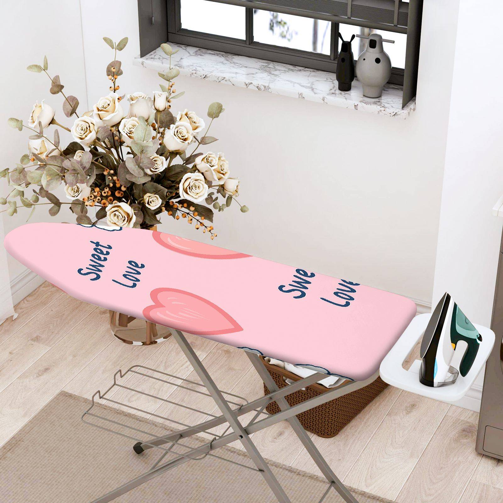 1-Piece Sweet Love Heart Pink  Ironing Board Cover, Universal Size, Without Board