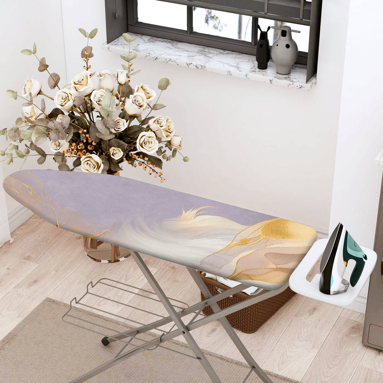 1-Piece Abstract Art Marble Luxury  Ironing Board Cover, Universal Size, Without Board