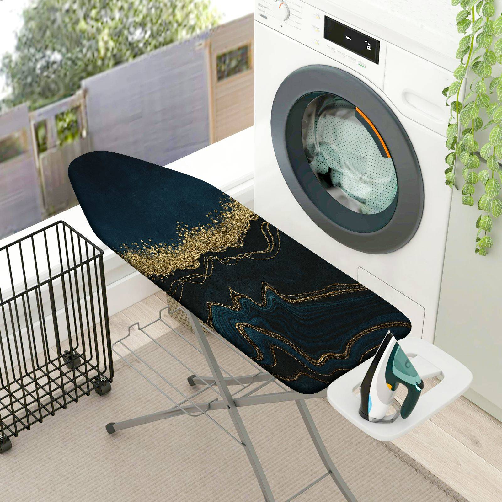 1-Piece Marble Gold Abstract Pattern  Ironing Board Cover, Universal Size, Without Board