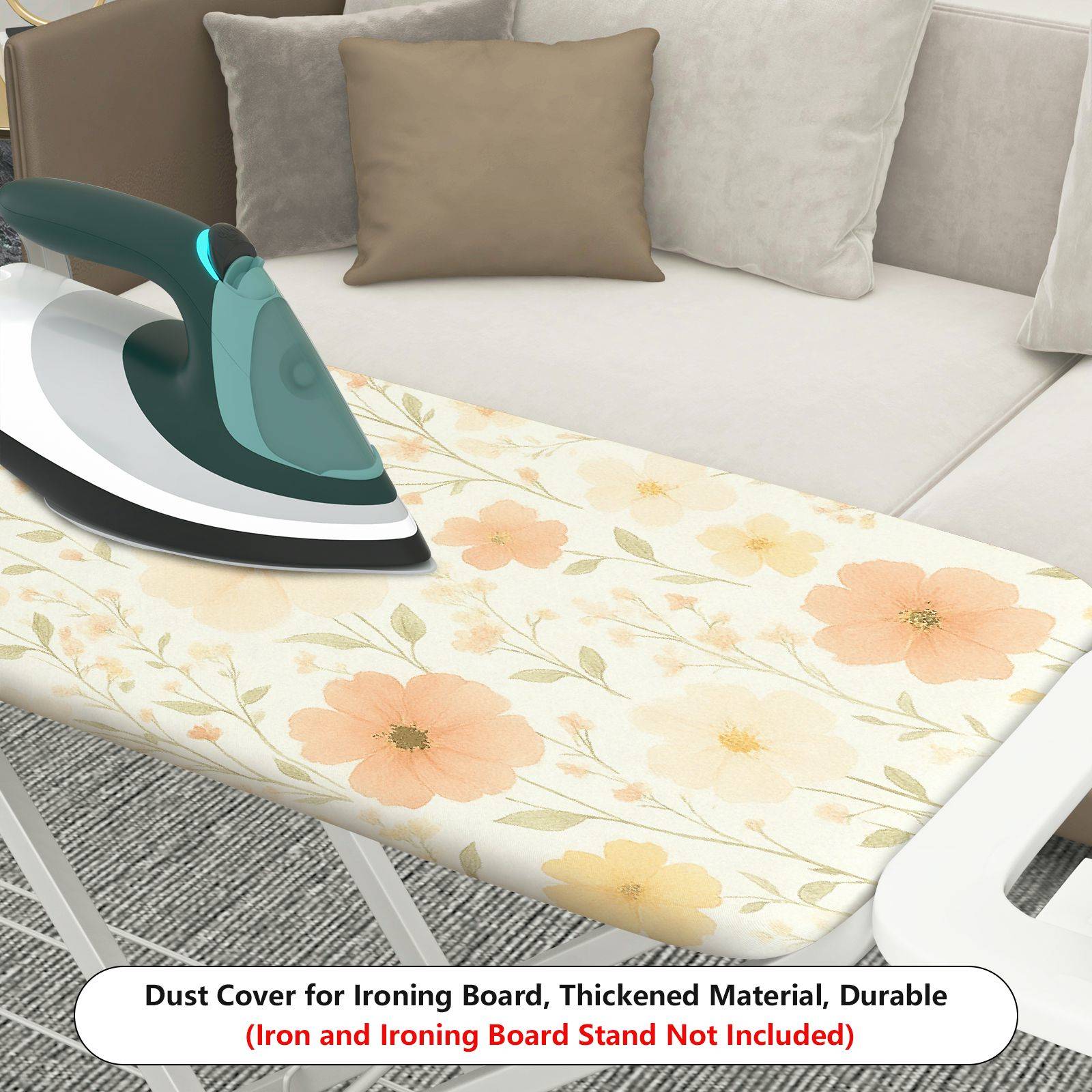 1-Piece Pastoral Floral Beige  Ironing Board Cover, Universal Size, Without Board
