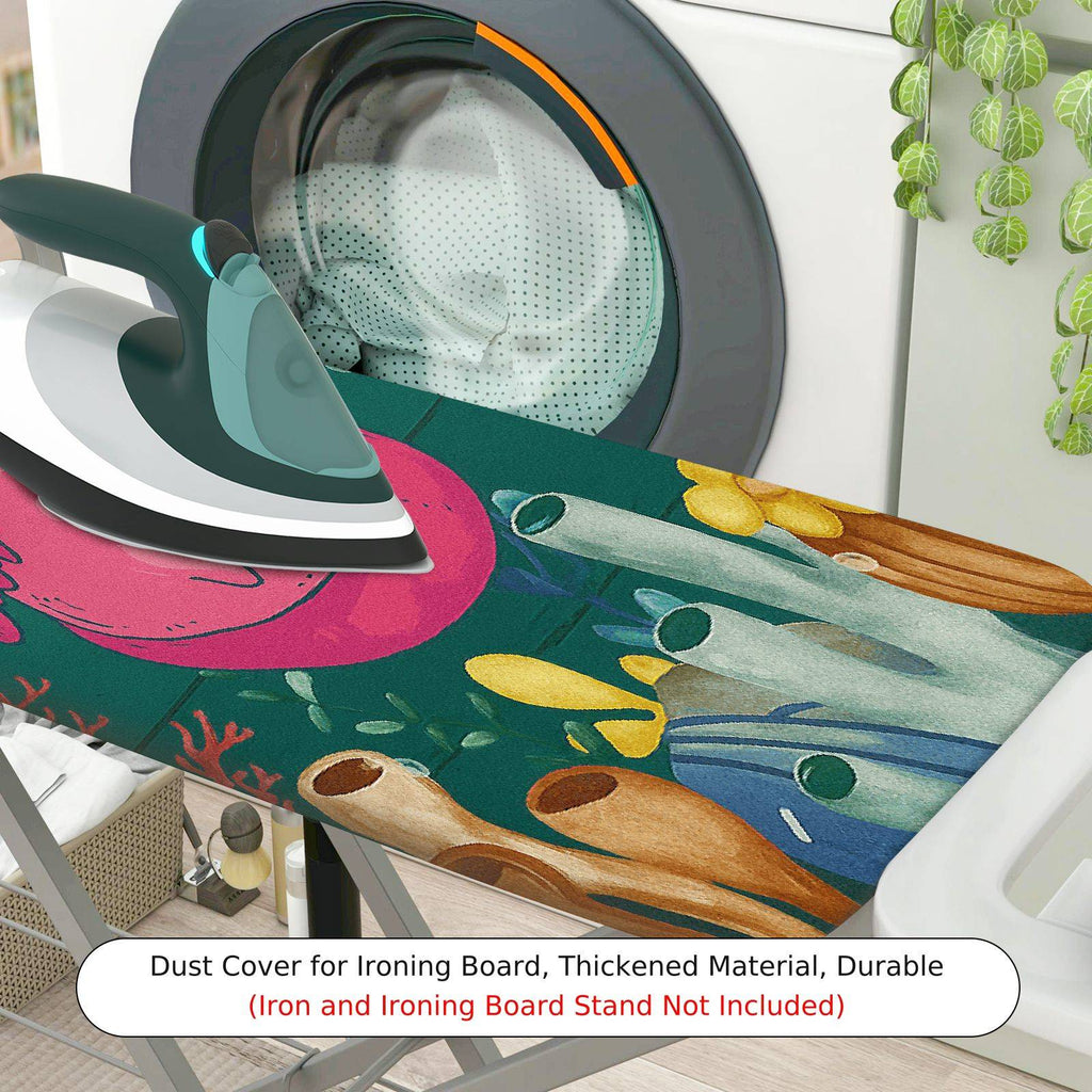 1-Piece Pink Axolotl  Ocean  Ironing Board Cover, Universal Size, Without Board