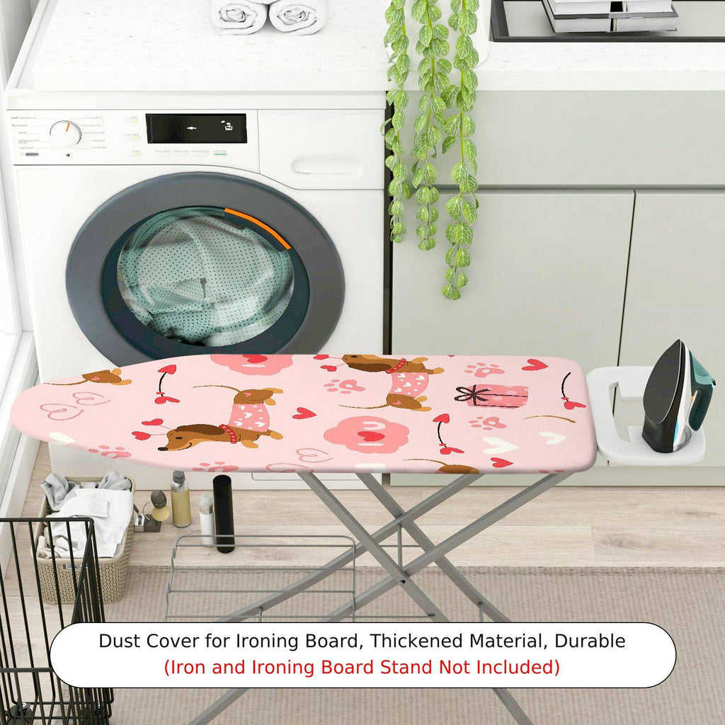 1-Piece Dog Floral Pink  Ironing Board Cover, Universal Size, Without Board