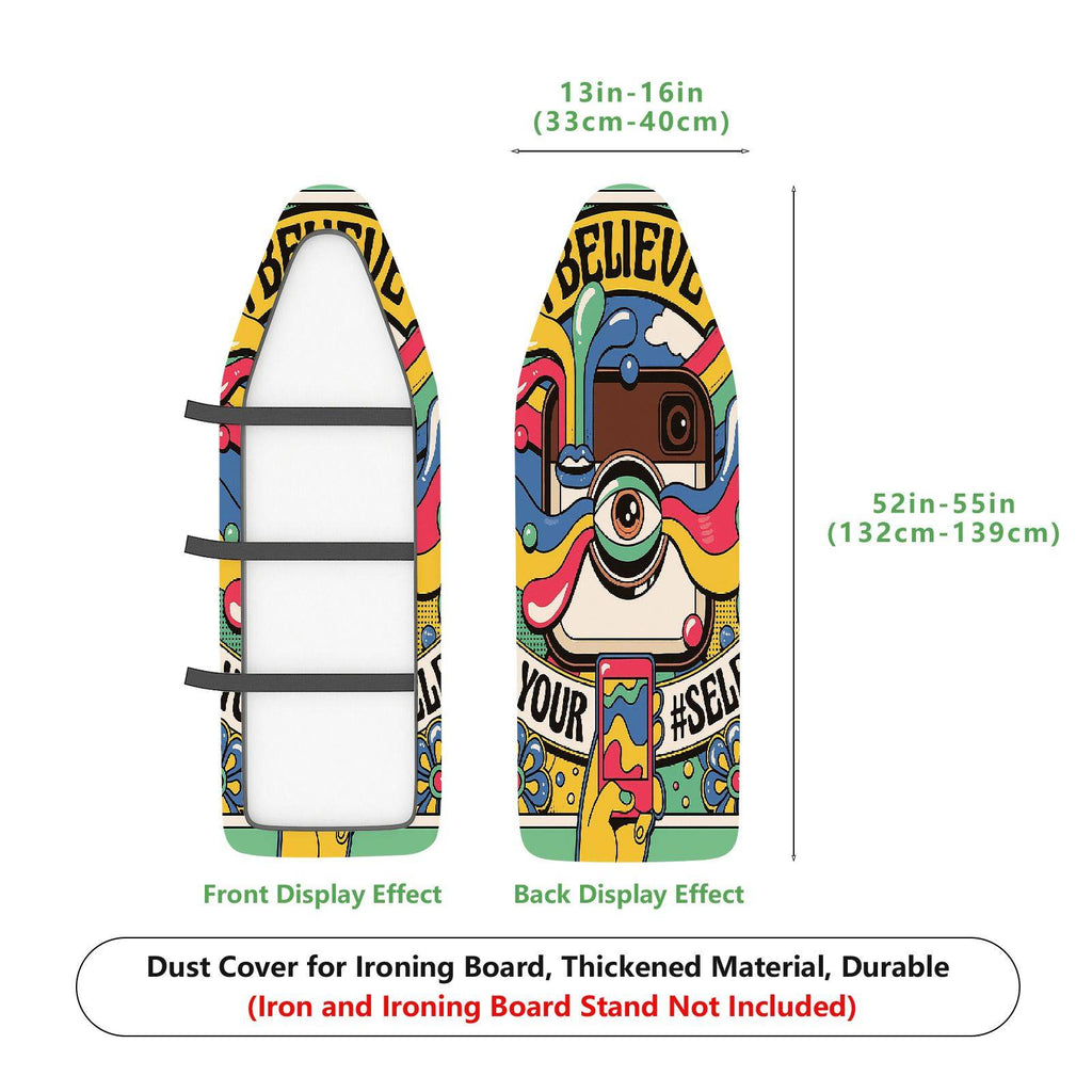 1-Piece Colorful Retro Camera Graphic  Ironing Board Cover, Universal Size, Without Board