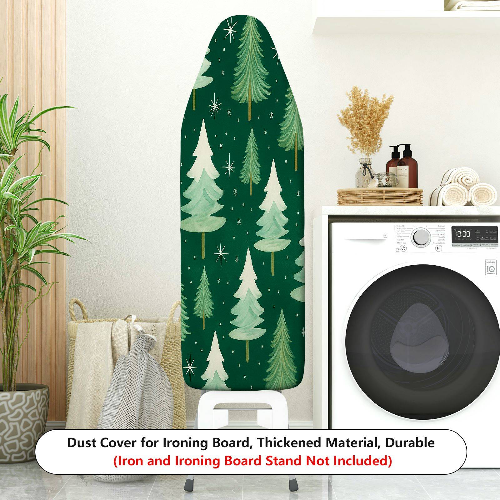 1-Piece Christmas Trees Green Stars  Ironing Board Cover, Universal Size, Without Board