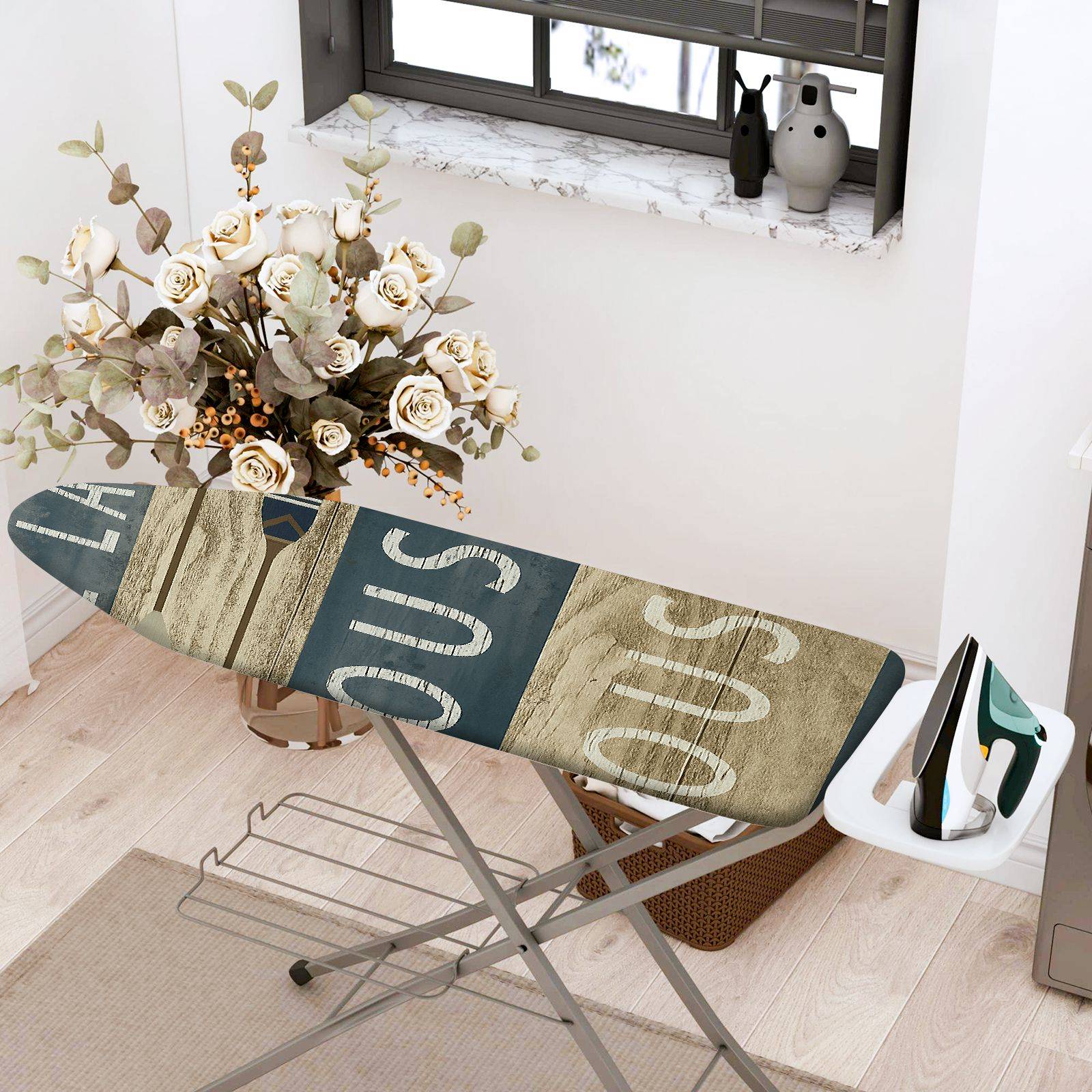 1-Piece Vintage Retro Letters  Ironing Board Cover, Universal Size, Without Board