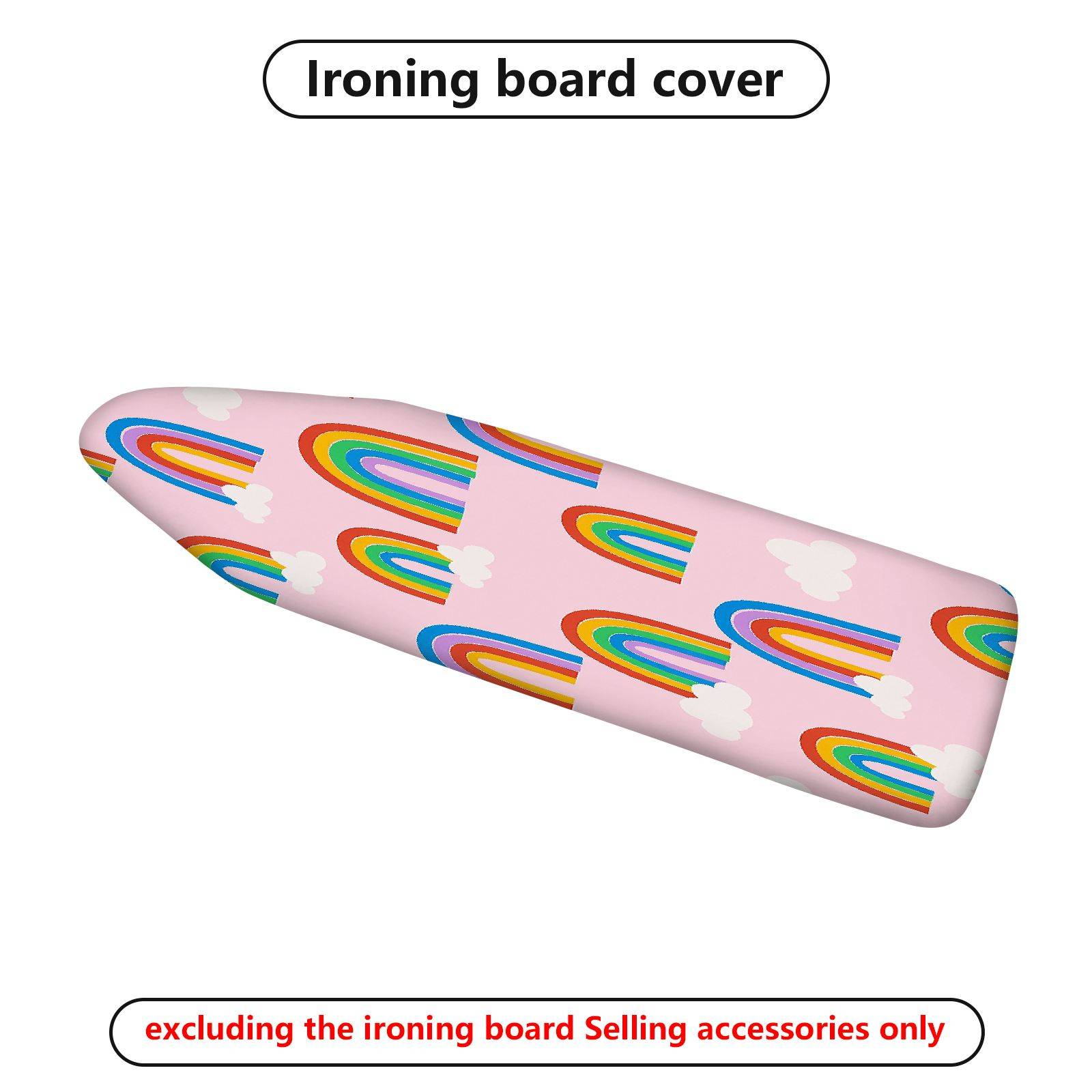 1-Piece Rainbow Clouds Pink  Ironing Board Cover, Universal Size, Without Board