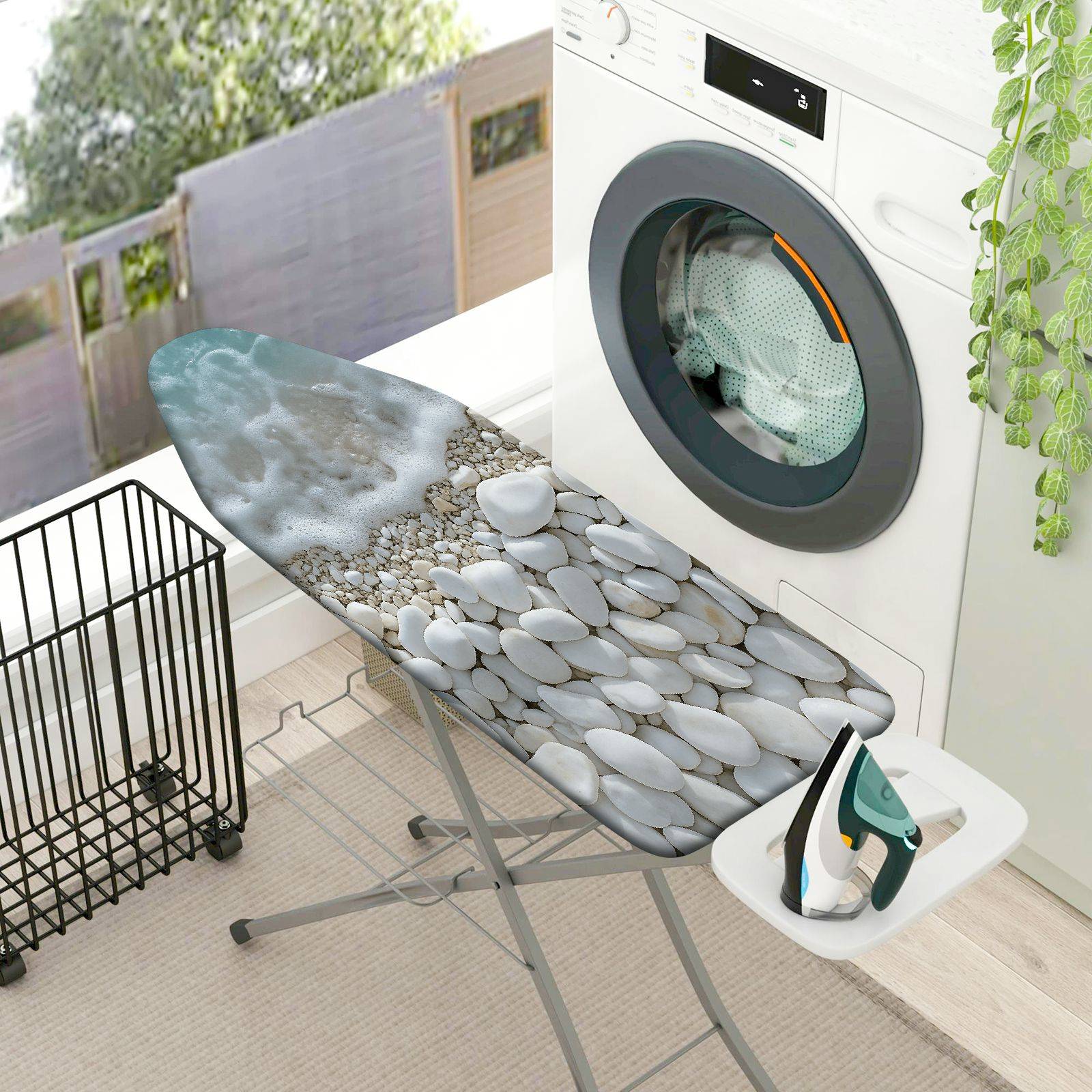 1-Piece Beach Stone Ocean  Ironing Board Cover, Universal Size, Without Board