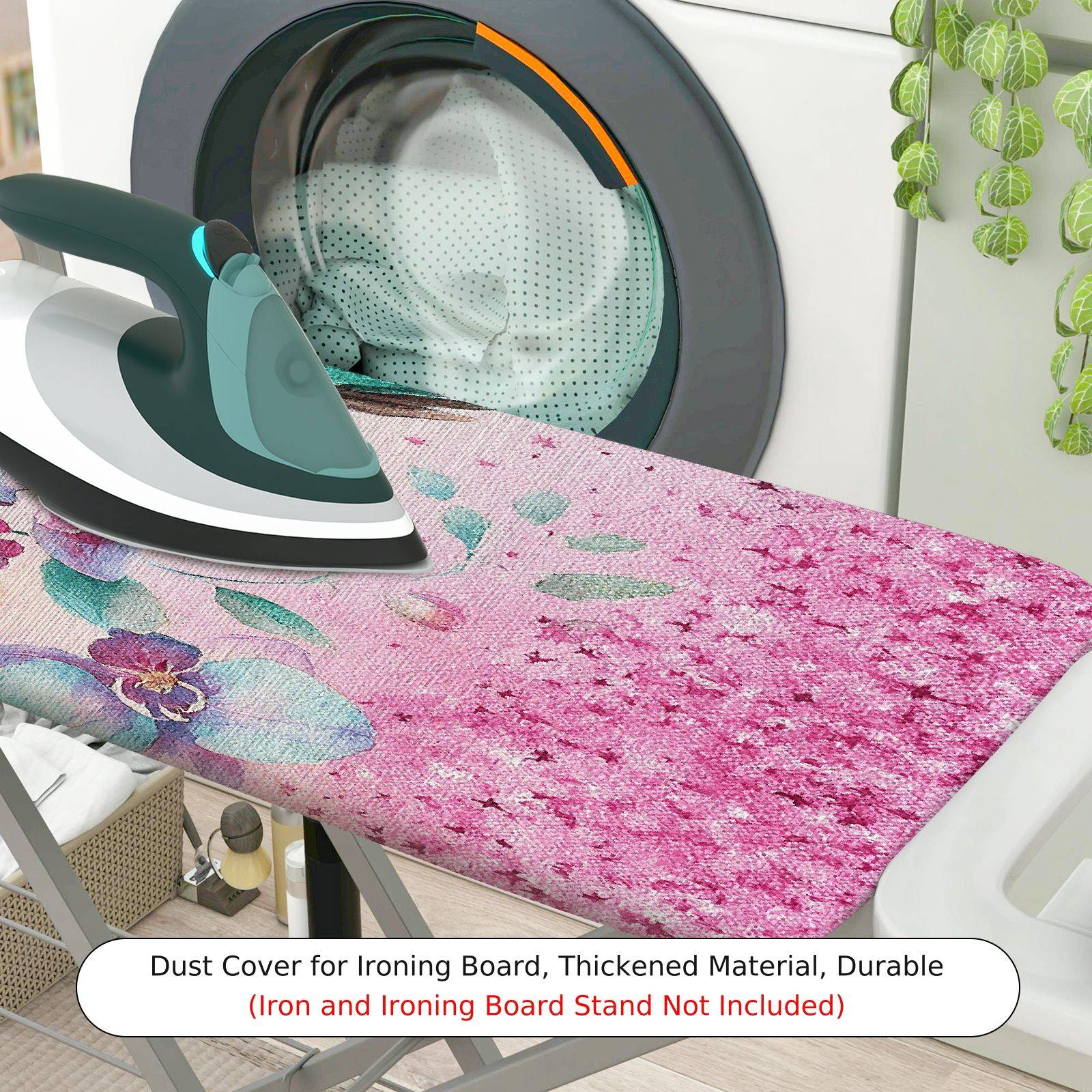 1-Piece Floral Hummingbird Pink  Ironing Board Cover, Universal Size, Without Board