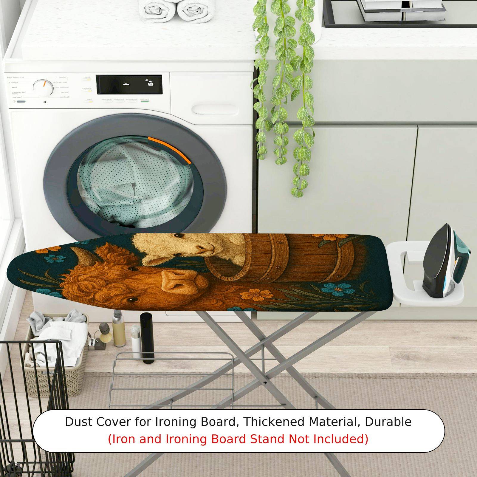 1-Piece Animal Farm Rustic Floral  Ironing Board Cover, Universal Size, Without Board