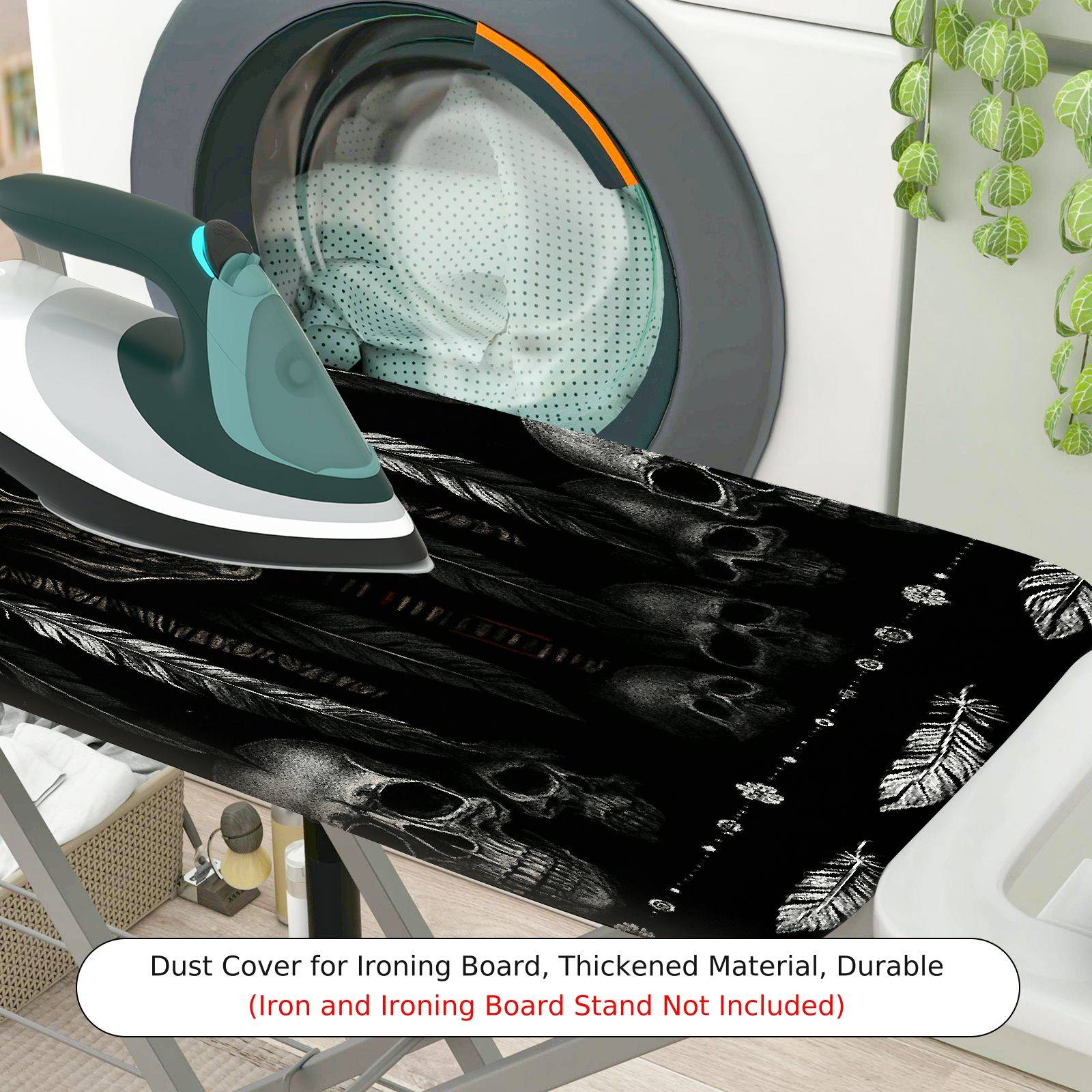 1-Piece Tribal Skull Feather  Ironing Board Cover, Universal Size, Without Board