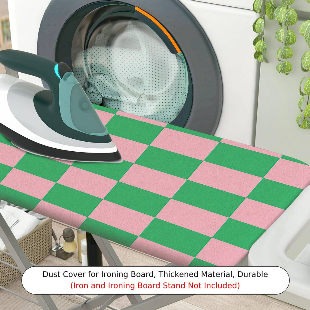 1-Piece Checkered Pink Green Plaid  Ironing Board Cover, Universal Size, Without Board