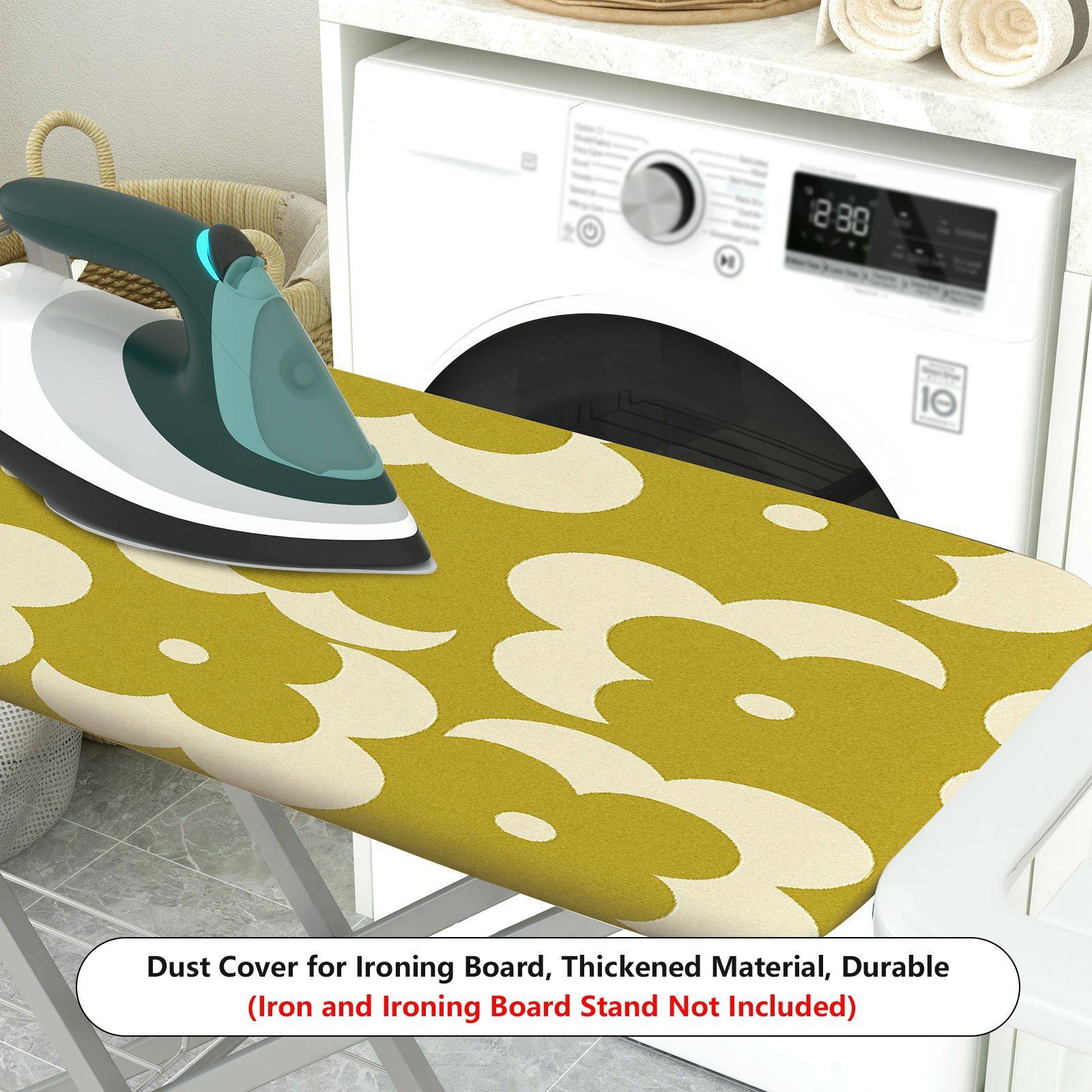 1-Piece Floral Green White Retro  Ironing Board Cover, Universal Size, Without Board