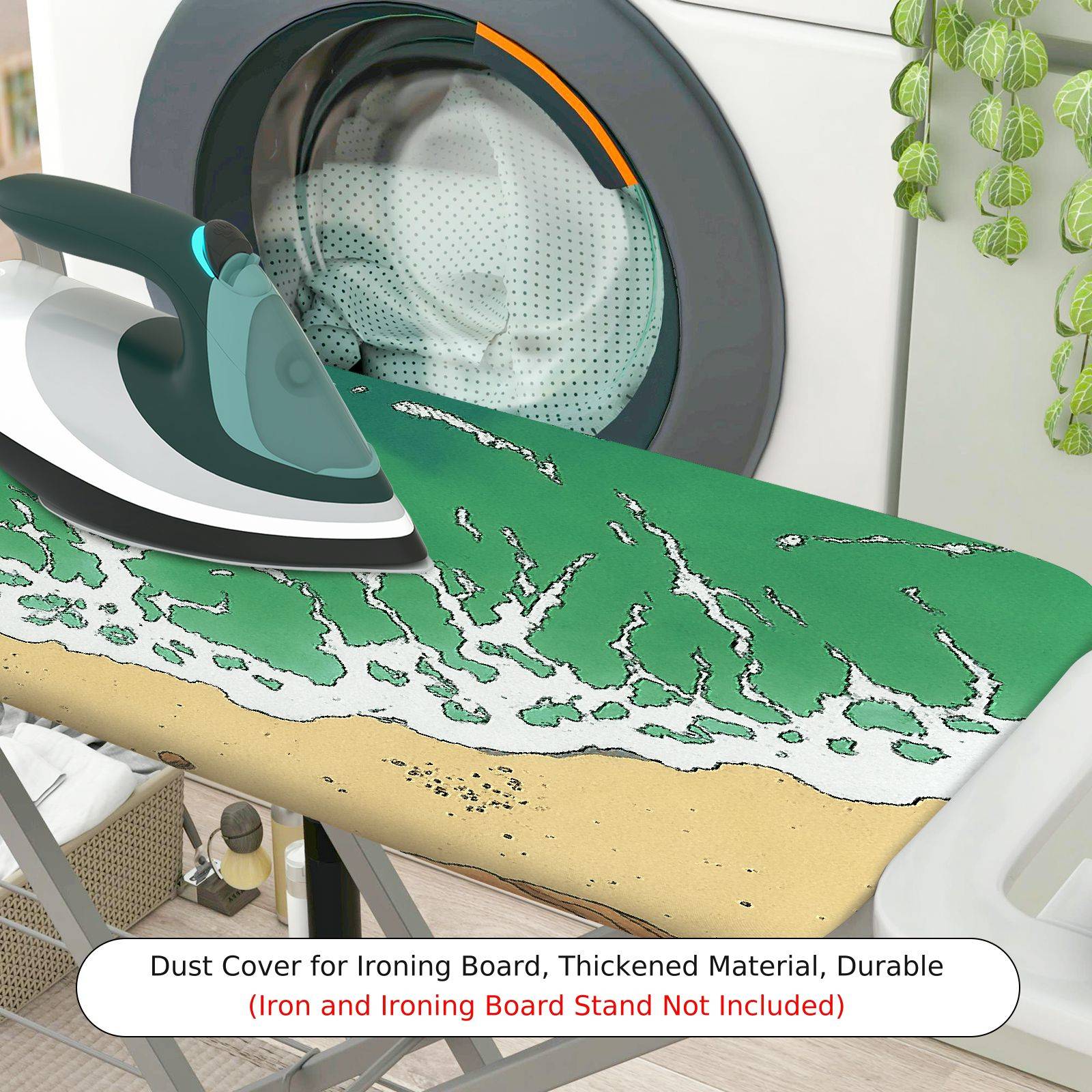 1-Piece Ocean Beach Waves  Ironing Board Cover, Universal Size, Without Board