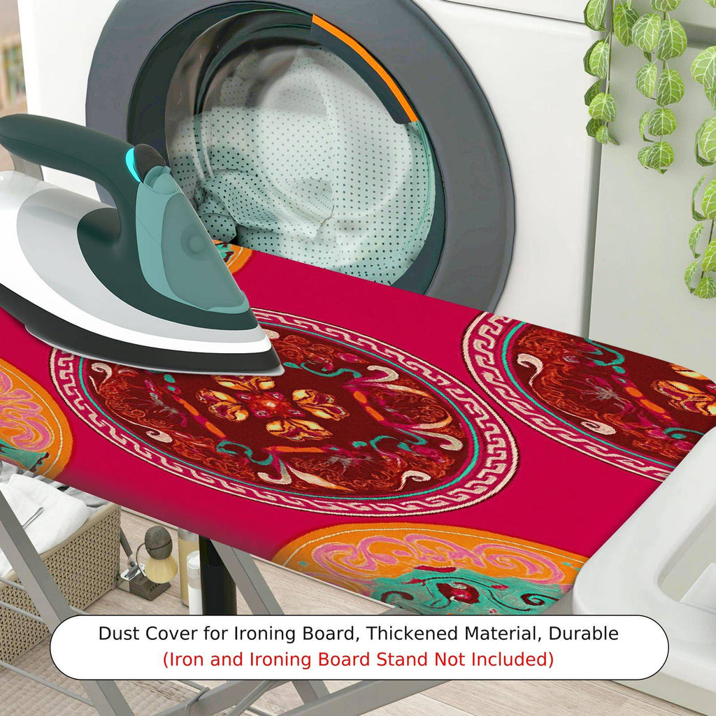 1-Piece Abstract Mandala Red  Ironing Board Cover, Universal Size, Without Board