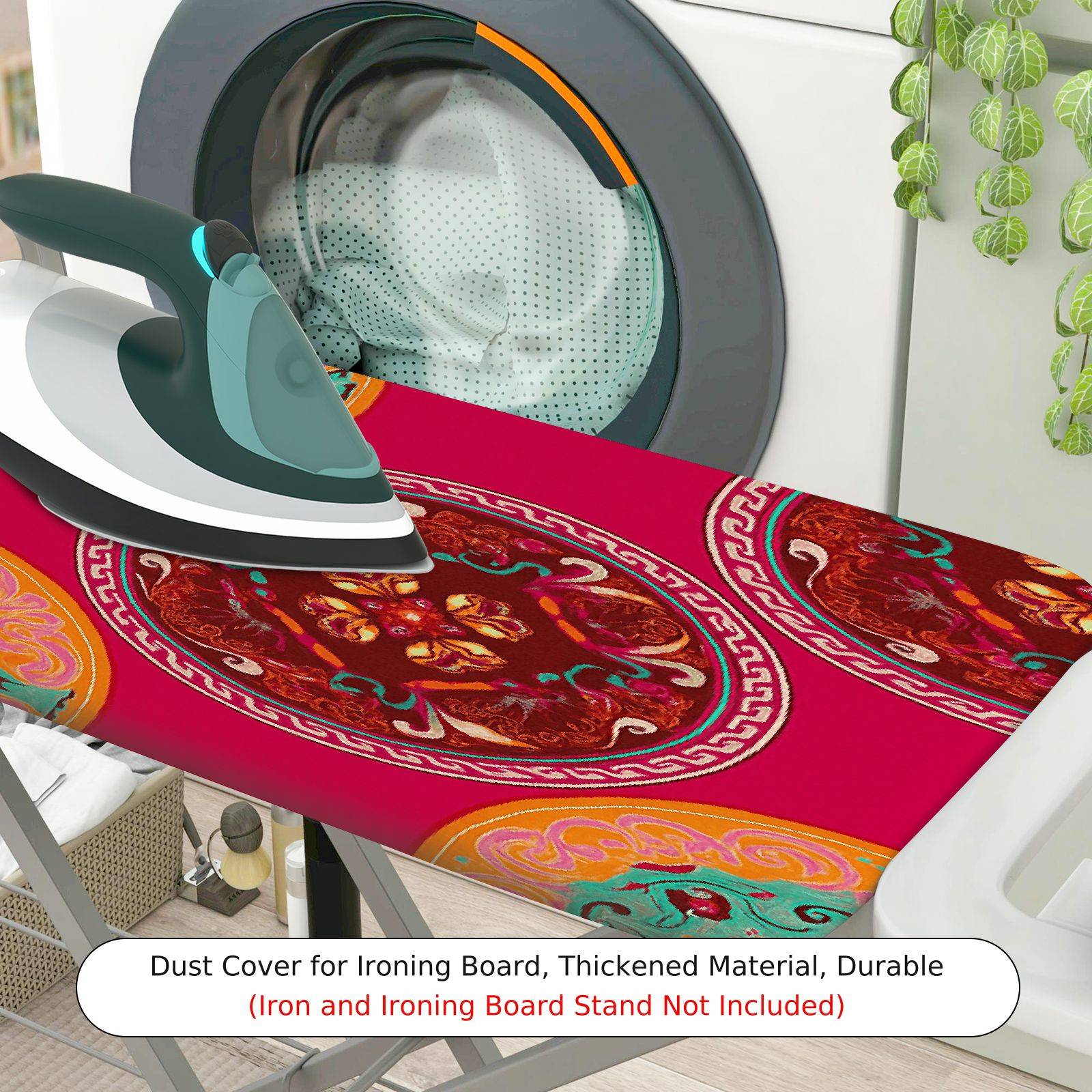 1-Piece Abstract Mandala Red  Ironing Board Cover, Universal Size, Without Board