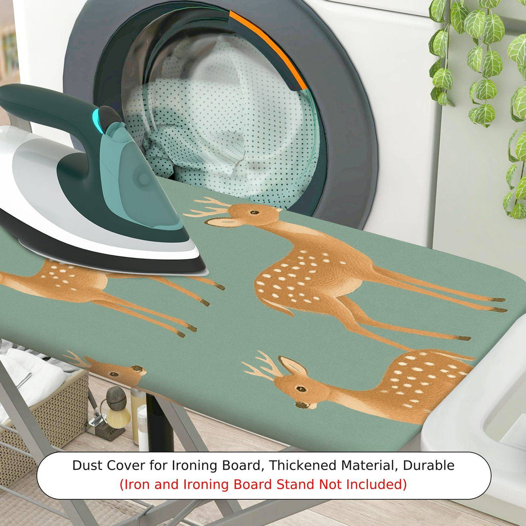 1-Piece Deer Pattern Green Animals  Ironing Board Cover, Universal Size, Without Board