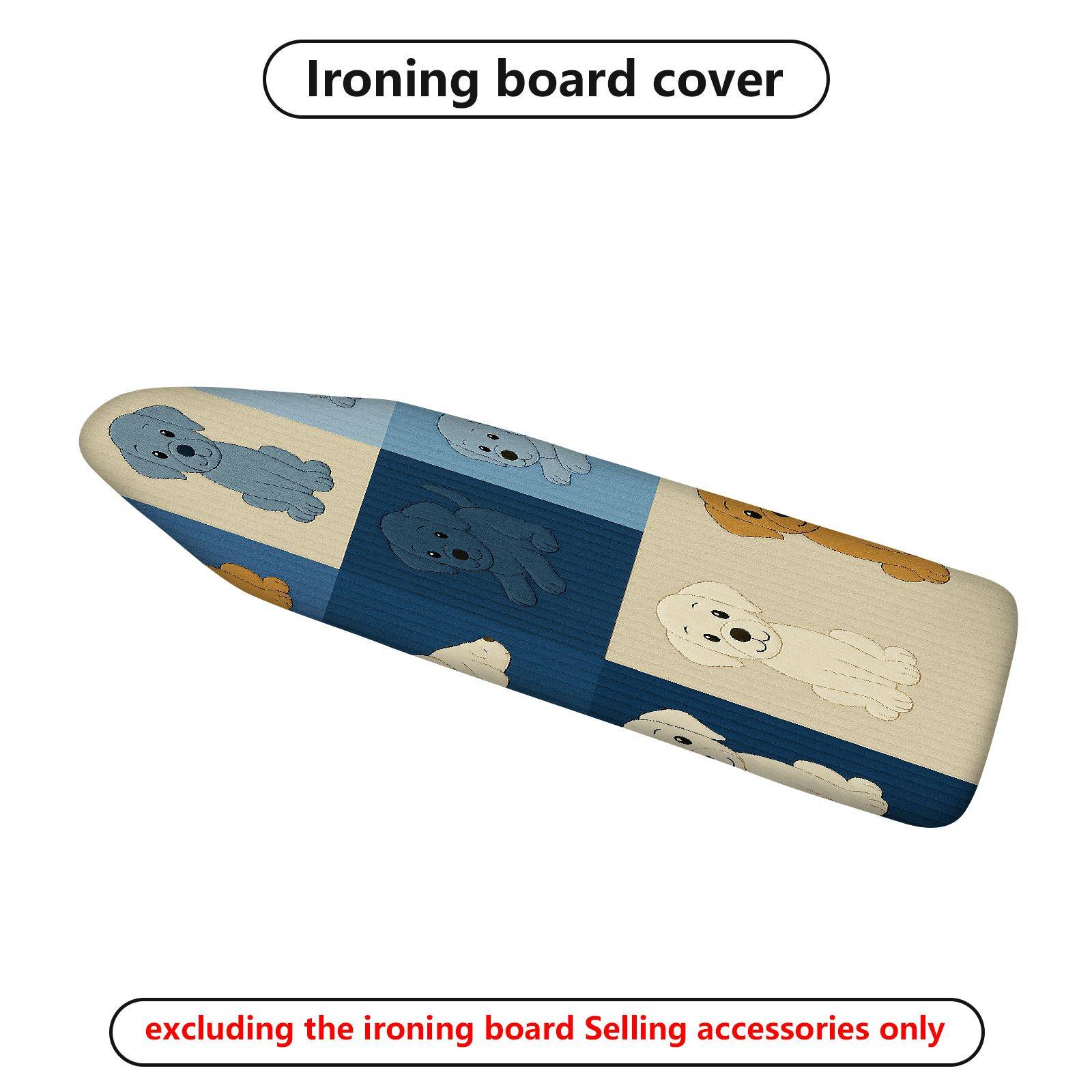 1-Piece Dogs Blue Beige Horizontal  Ironing Board Cover, Universal Size, Without Board