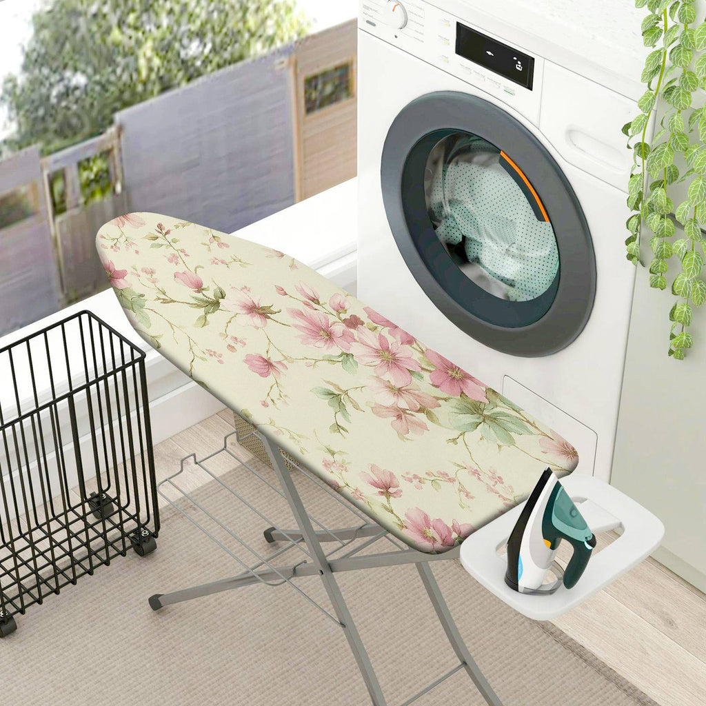 1-Piece Floral Pink Green Elegant  Ironing Board Cover, Universal Size, Without Board