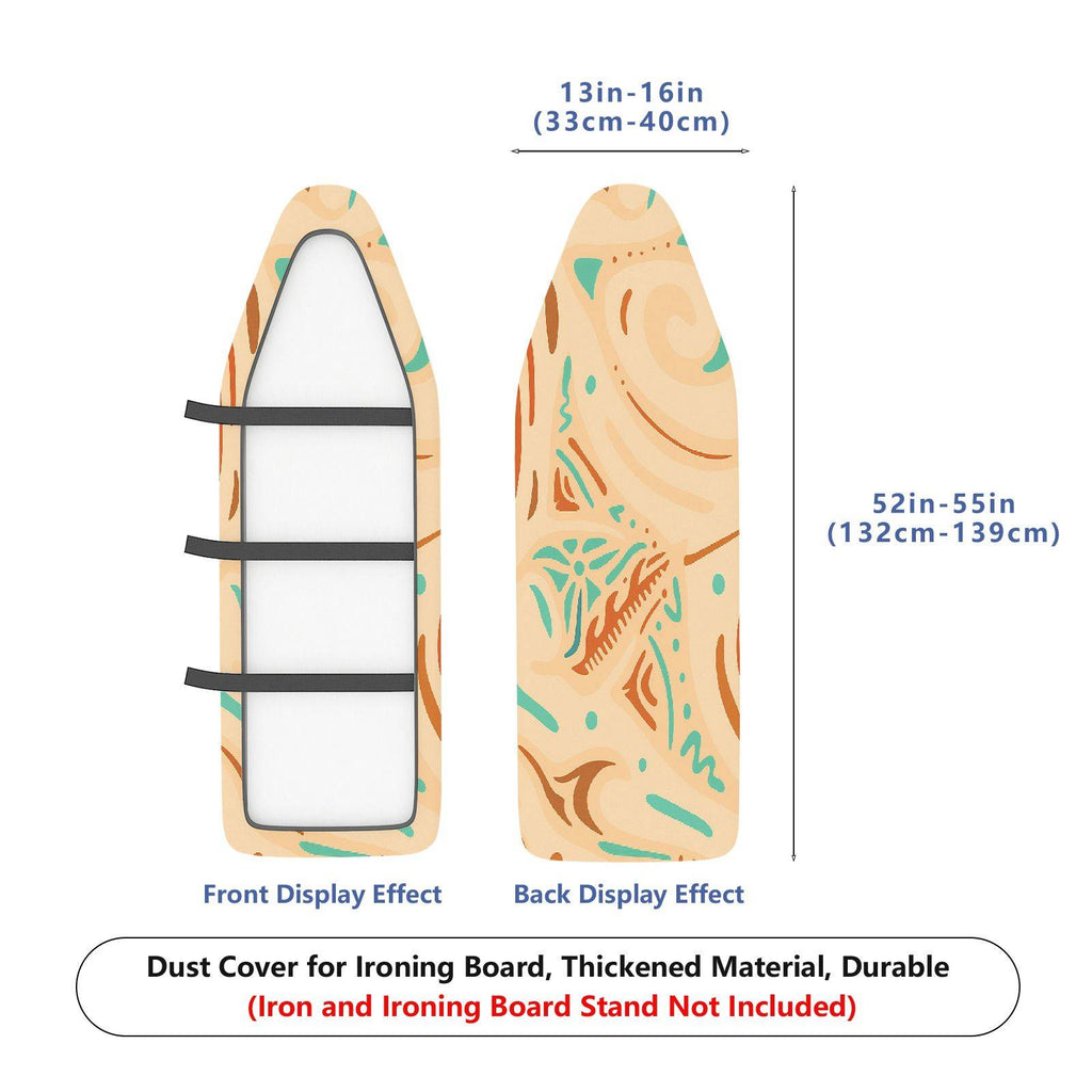 1-Piece Abstract Swirl Beige Aqua  Ironing Board Cover, Universal Size, Without Board