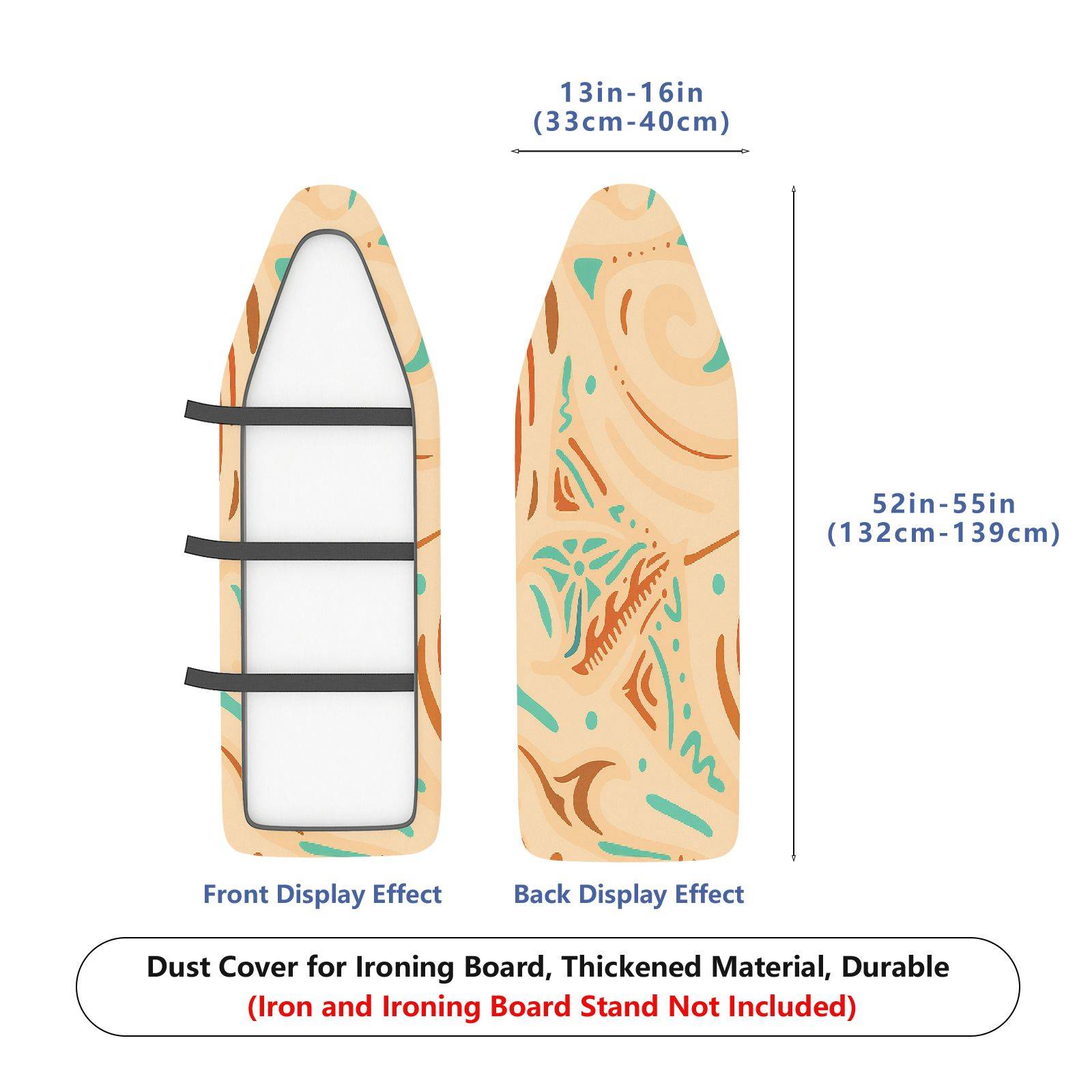 1-Piece Abstract Swirl Beige Aqua  Ironing Board Cover, Universal Size, Without Board