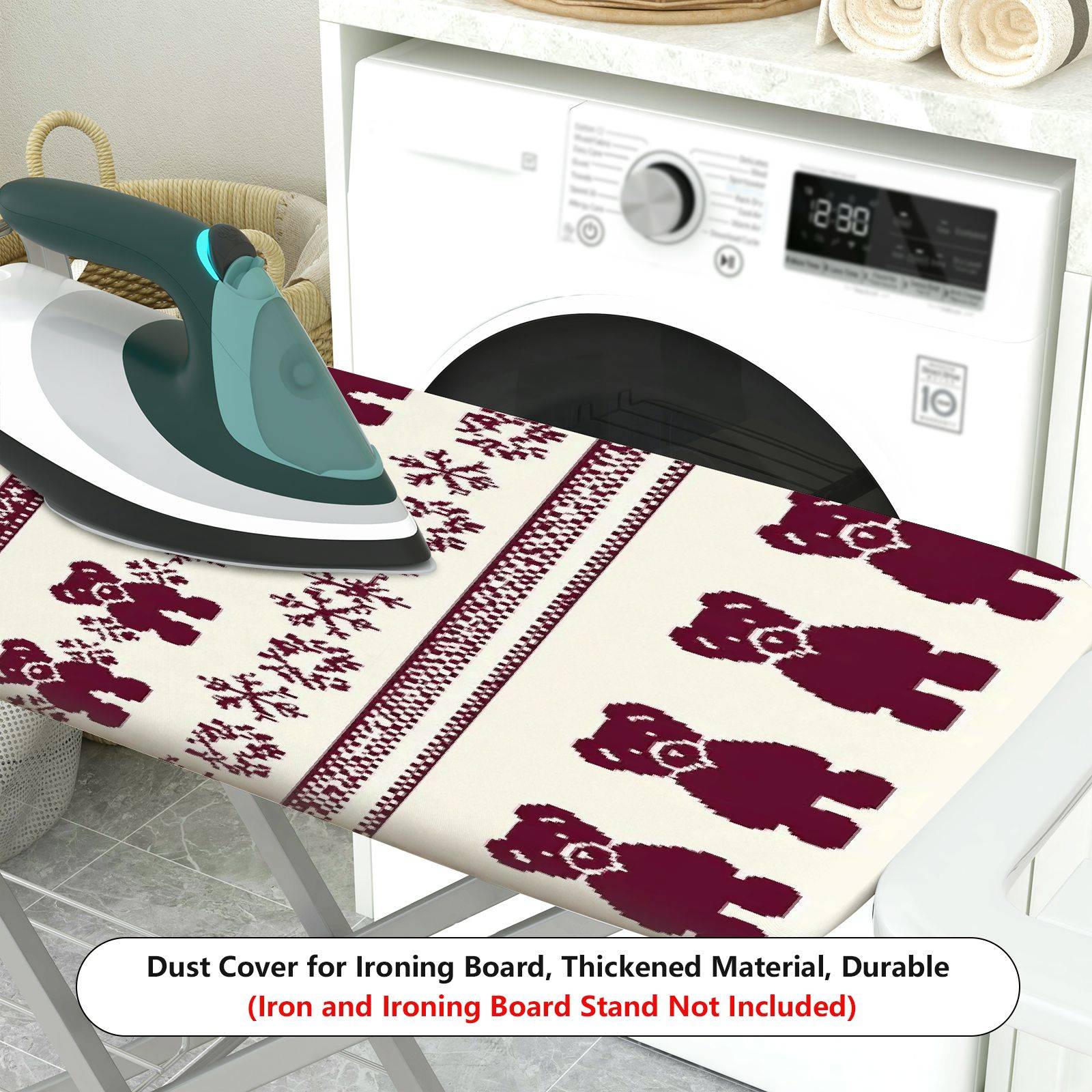1-Piece Bear Snowflake Christmas  Ironing Board Cover, Universal Size, Without Board