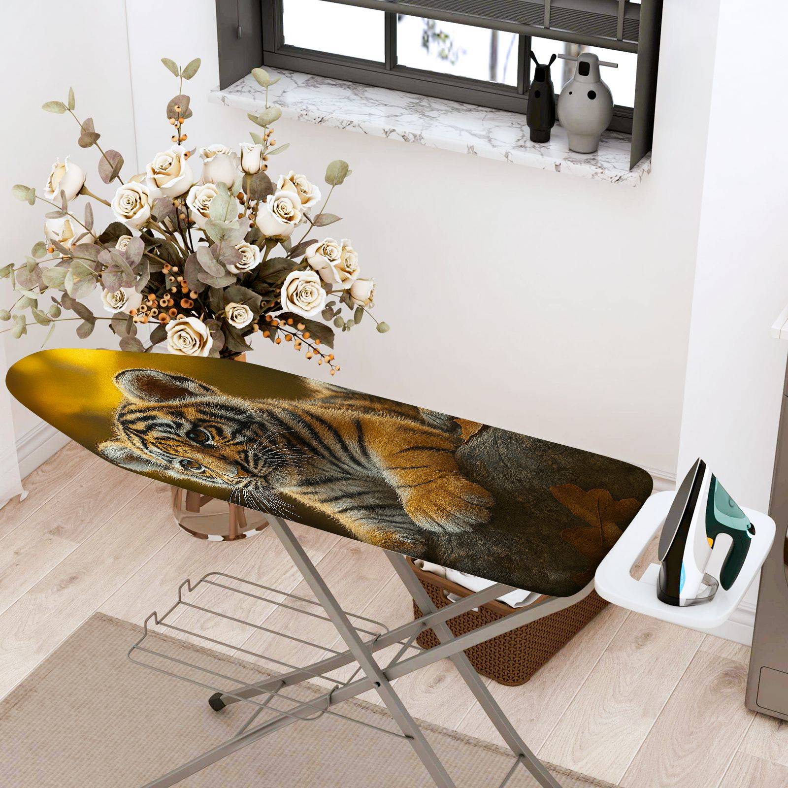 1-Piece Tiger Animal Nature  Ironing Board Cover, Universal Size, Without Board