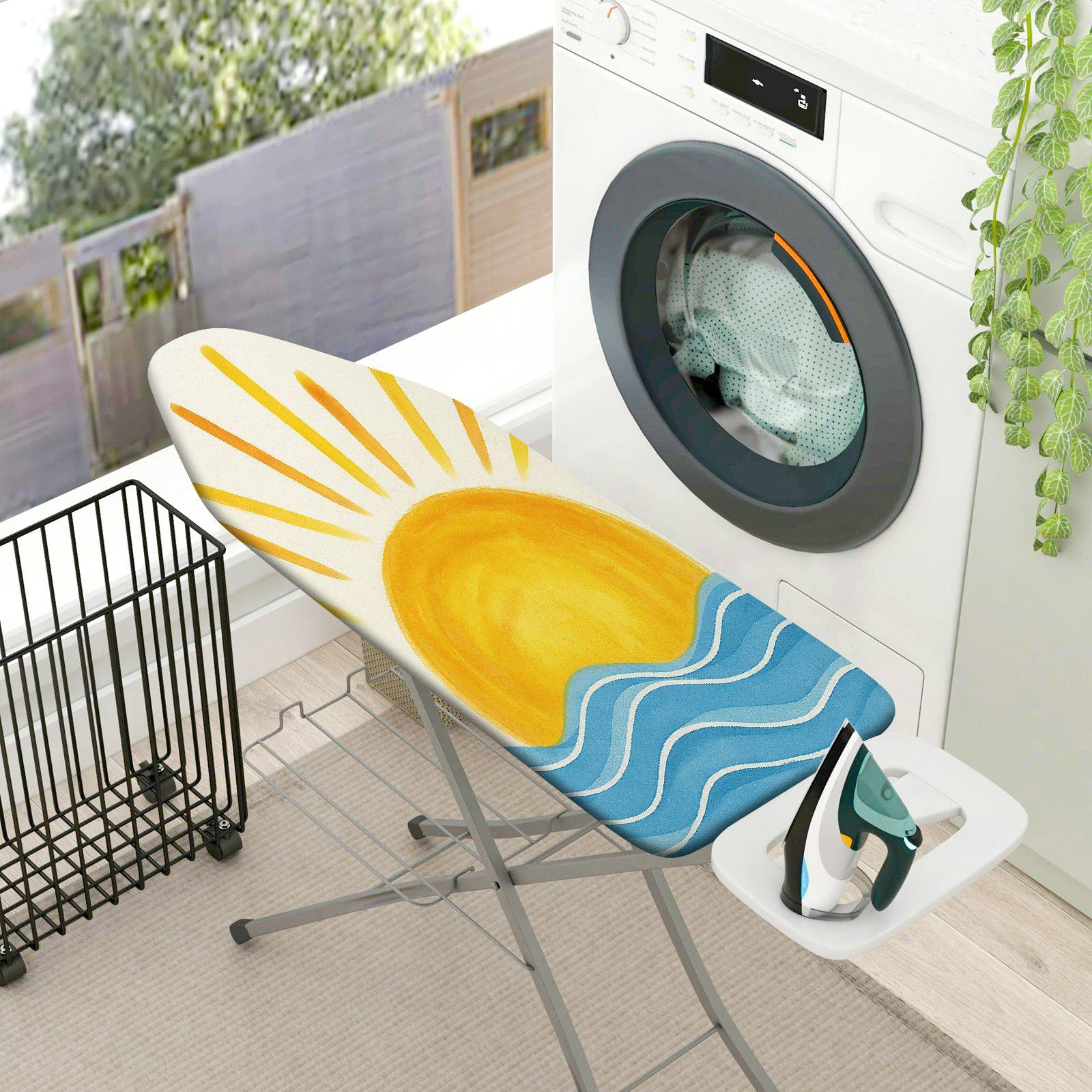 1-Piece Sunshine Ocean Waves  Ironing Board Cover, Universal Size, Without Board