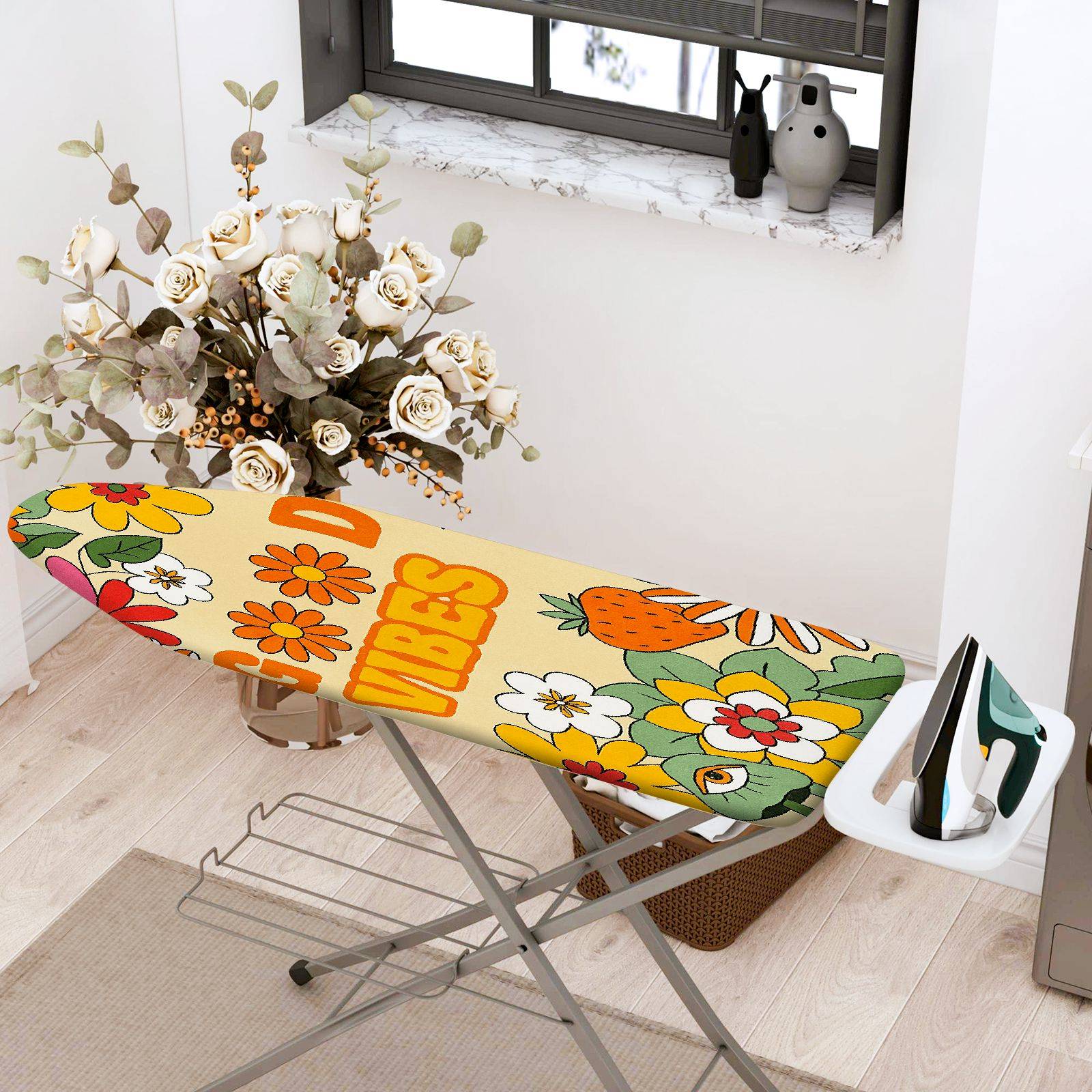1-Piece Floral Fruit Retro  Ironing Board Cover, Universal Size, Without Board