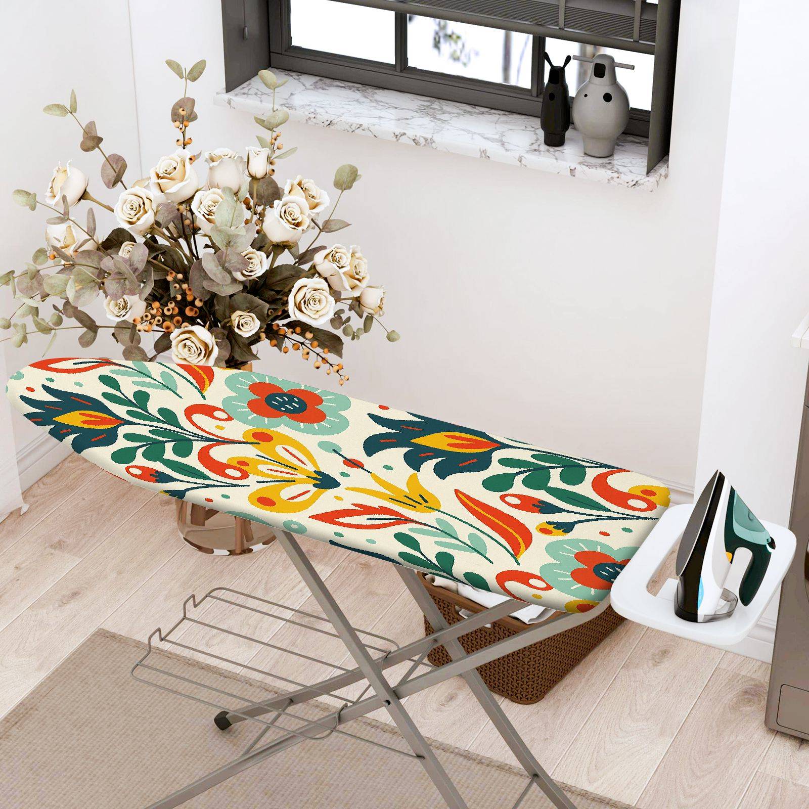 1-Piece Floral Pattern Colorful Abstract Art  Ironing Board Cover, Universal Size, Without Board
