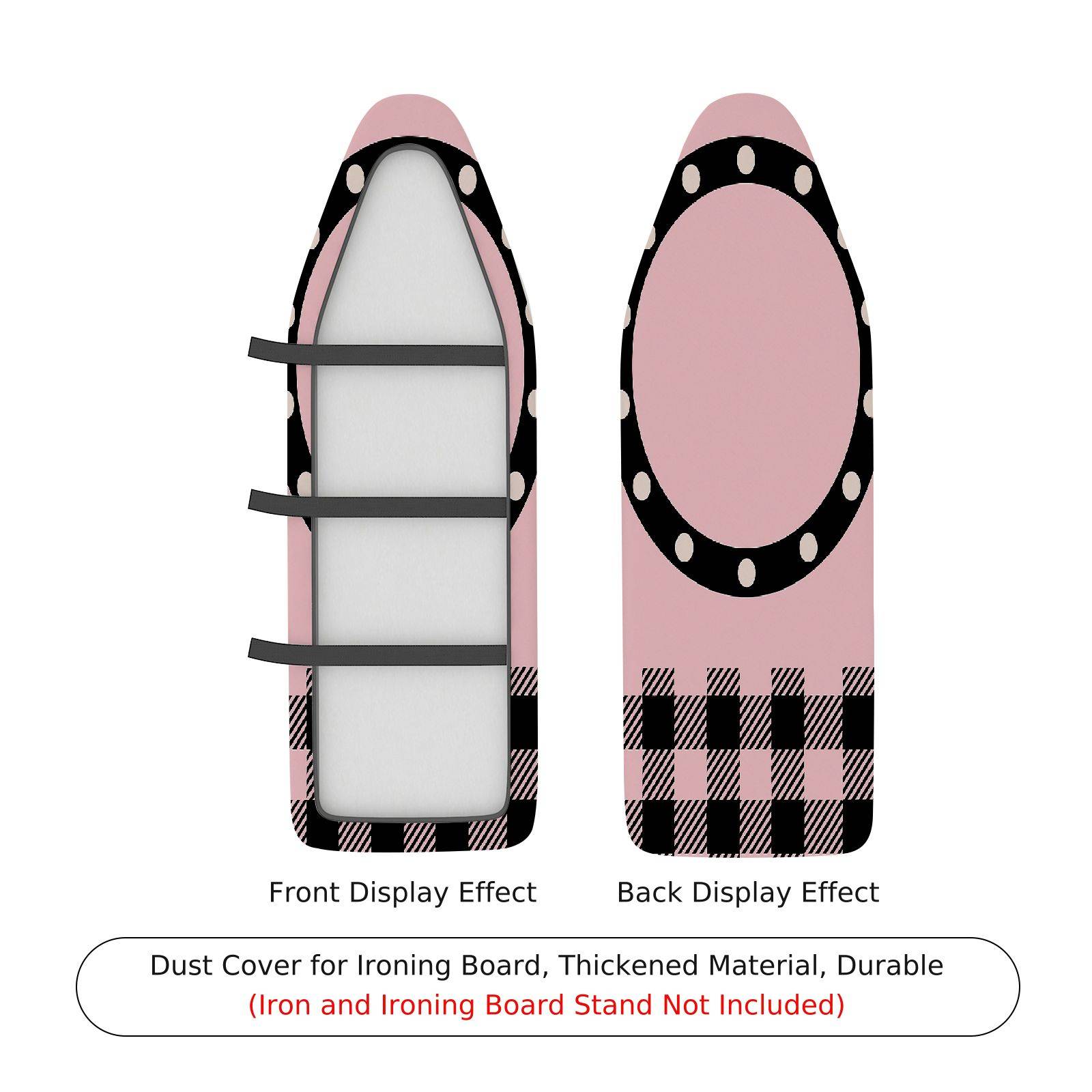 1-Piece Pink Plaid Polka Dot  Ironing Board Cover, Universal Size, Without Board