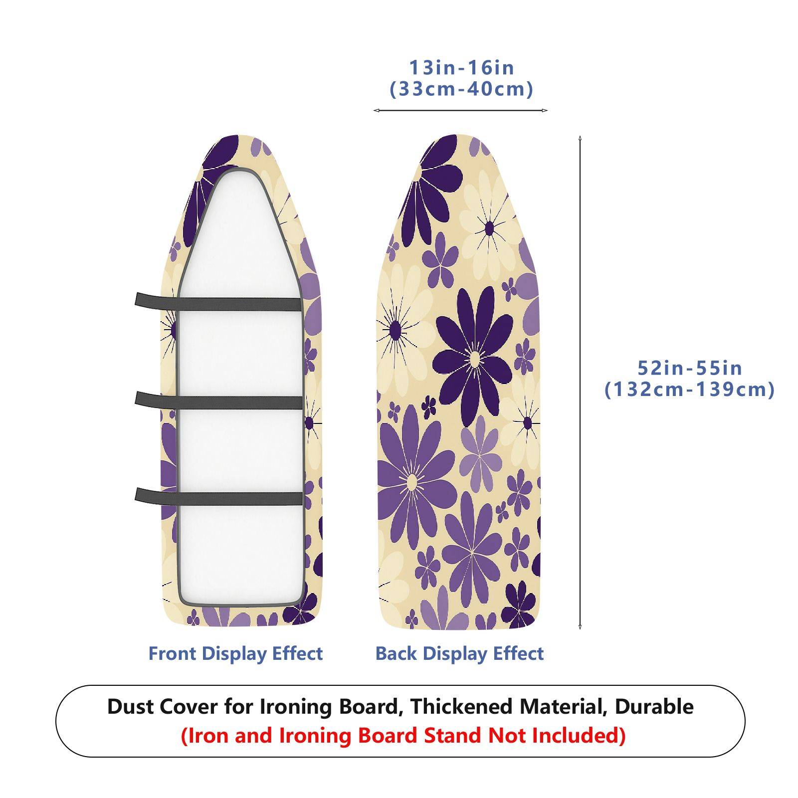 1-Piece Floral Purple Beige Flower  Ironing Board Cover, Universal Size, Without Board