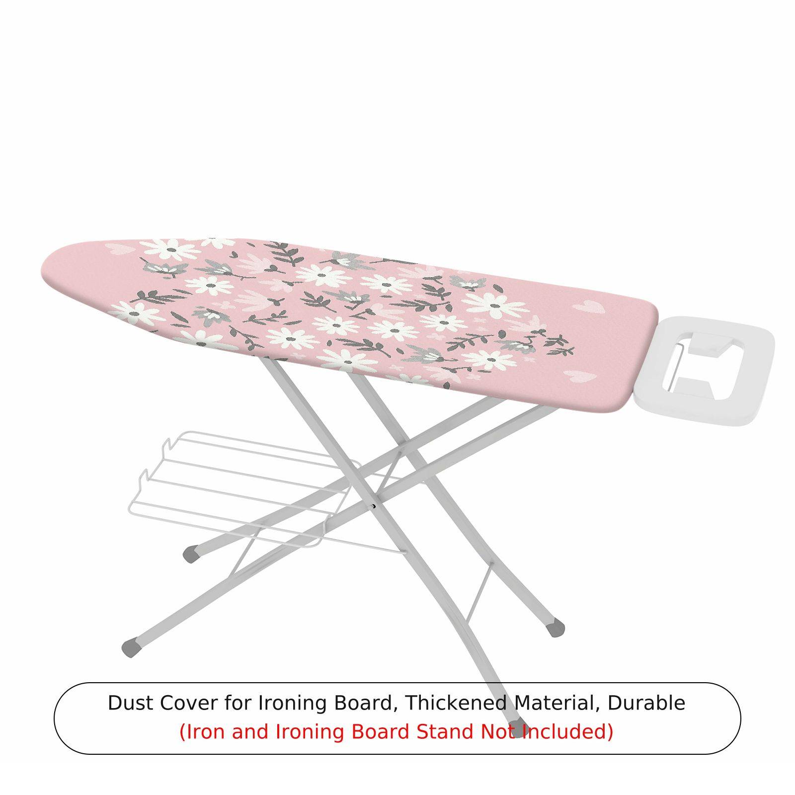 1-Piece Floral Pattern Pink Daisy Heart  Ironing Board Cover, Universal Size, Without Board