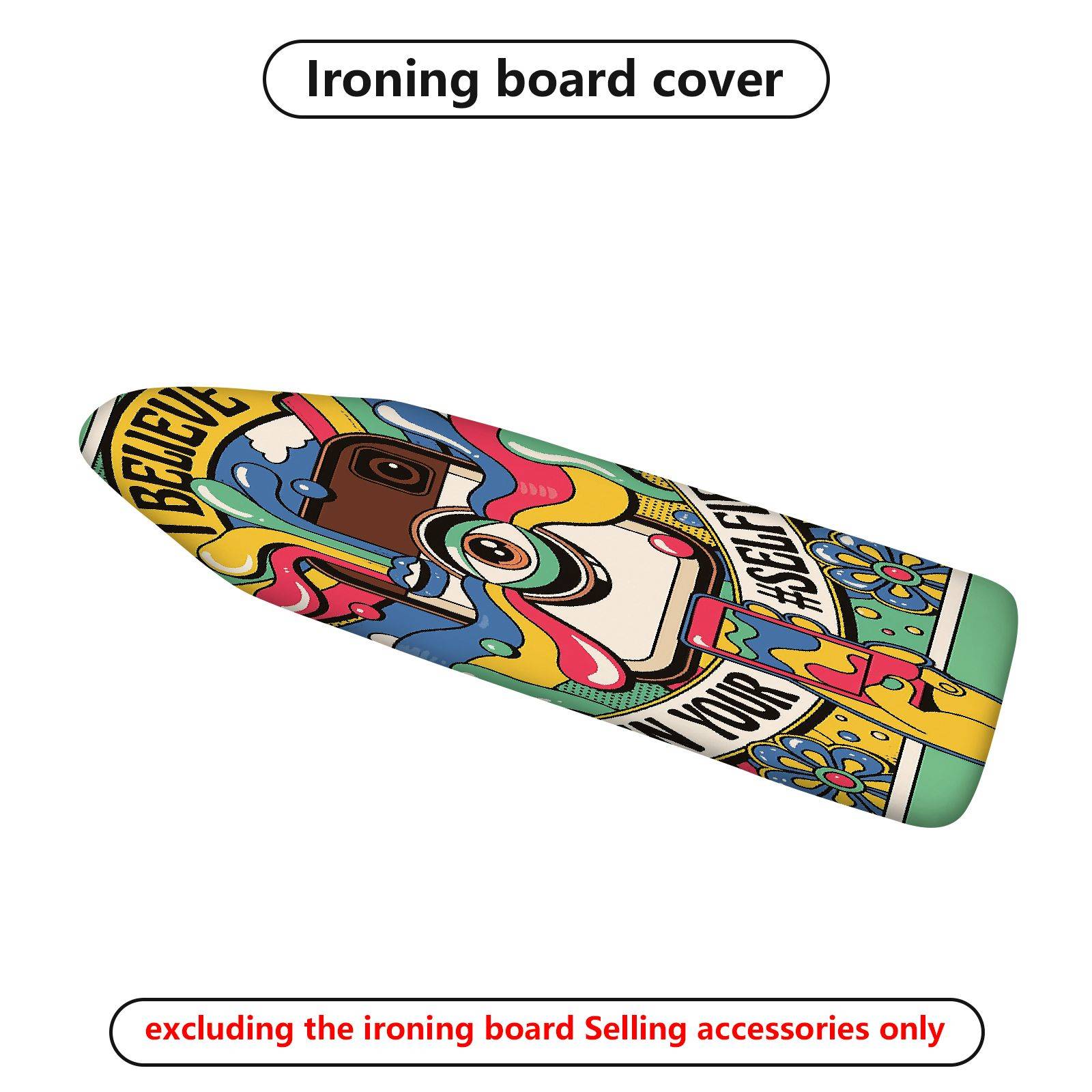 1-Piece Colorful Retro Camera Graphic  Ironing Board Cover, Universal Size, Without Board