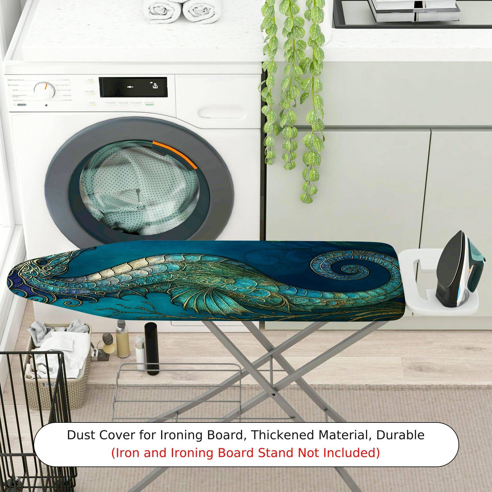1-Piece Dragon Ocean Blue  Ironing Board Cover, Universal Size, Without Board