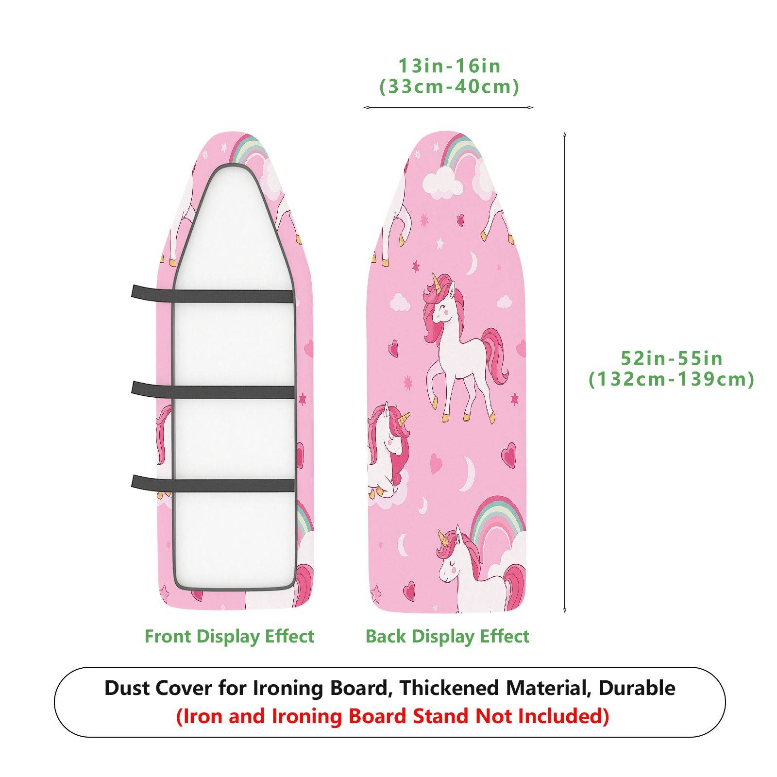 1-Piece Unicorn Pink Rainbow  Ironing Board Cover, Universal Size, Without Board