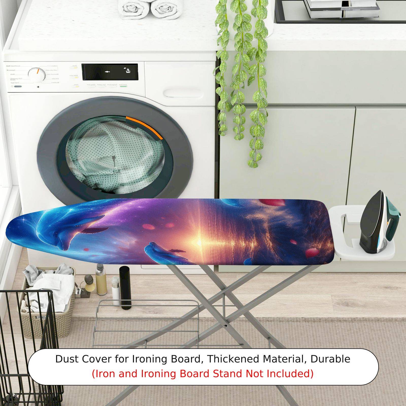 1-Piece Ocean Dolphin Galaxy  Ironing Board Cover, Universal Size, Without Board