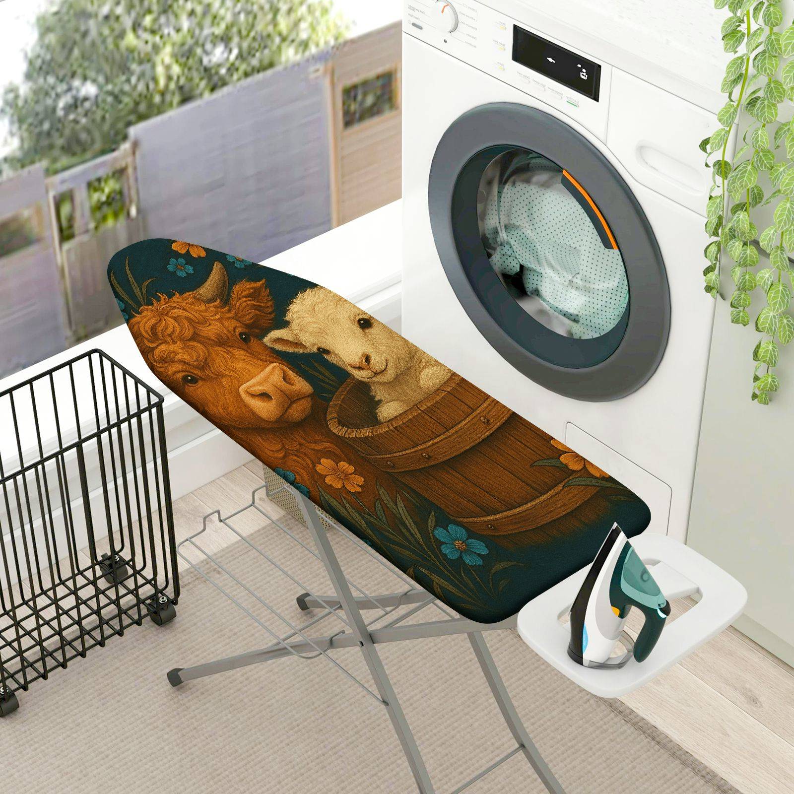 1-Piece Animal Farm Rustic Floral  Ironing Board Cover, Universal Size, Without Board