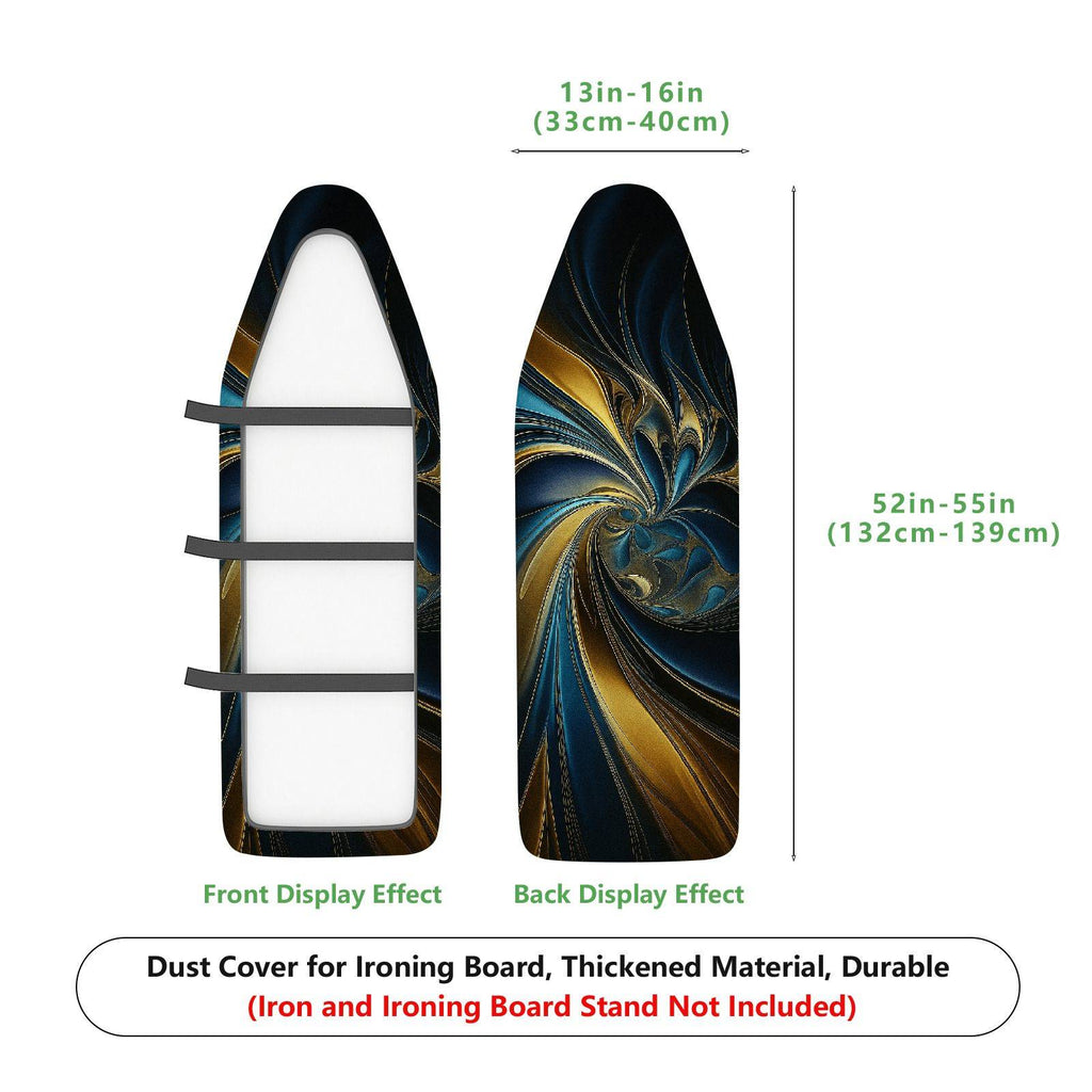 1-Piece Abstract Swirl Pattern Blue Gold  Ironing Board Cover, Universal Size, Without Board