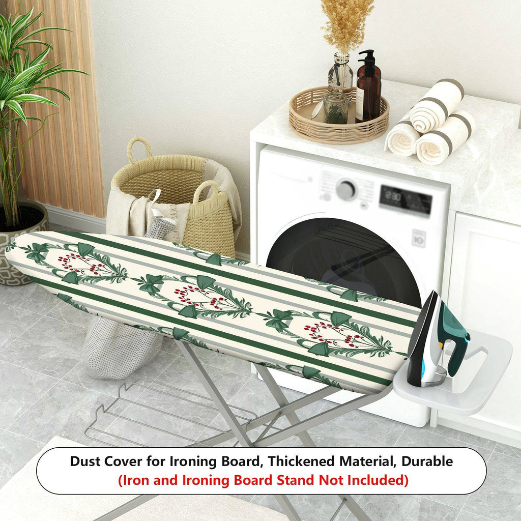 1-Piece Christmas Green Bow Stripe  Ironing Board Cover, Universal Size, Without Board