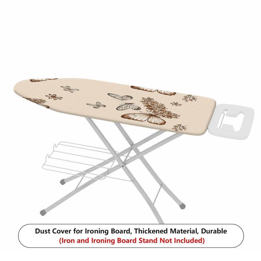 1-Piece Butterflies Flowers Pattern Beige  Ironing Board Cover, Universal Size, Without Board
