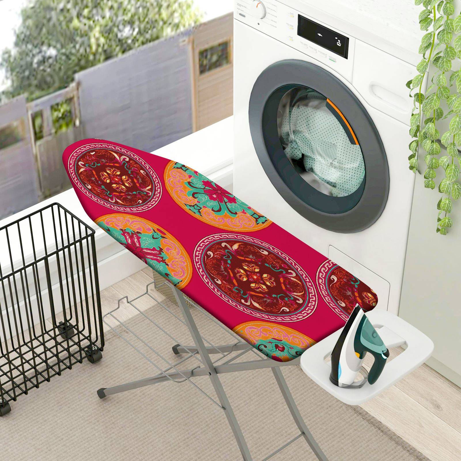 1-Piece Abstract Mandala Red  Ironing Board Cover, Universal Size, Without Board
